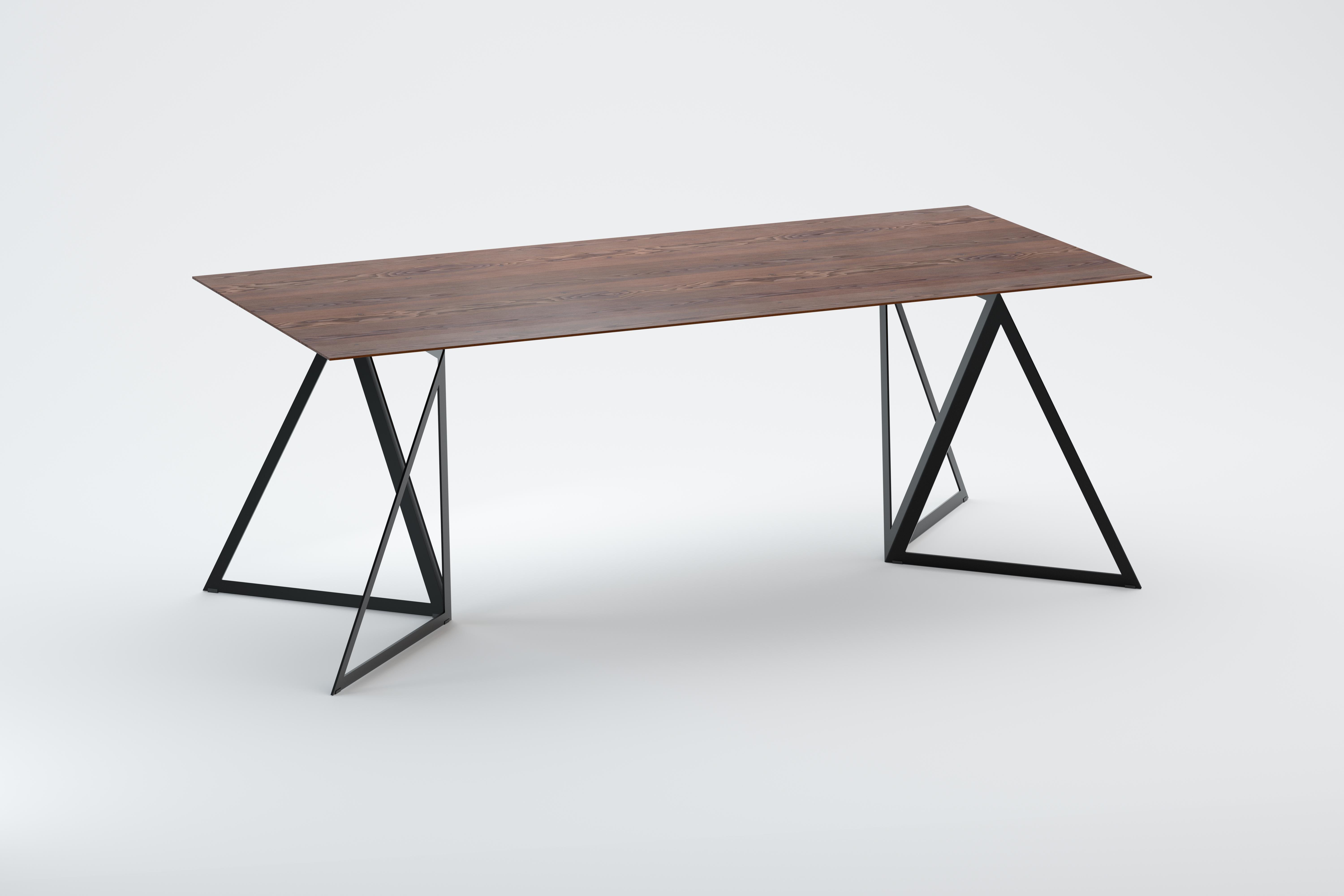 Steel Stand Table 200 Walnut by Sebastian Scherer For Sale 2