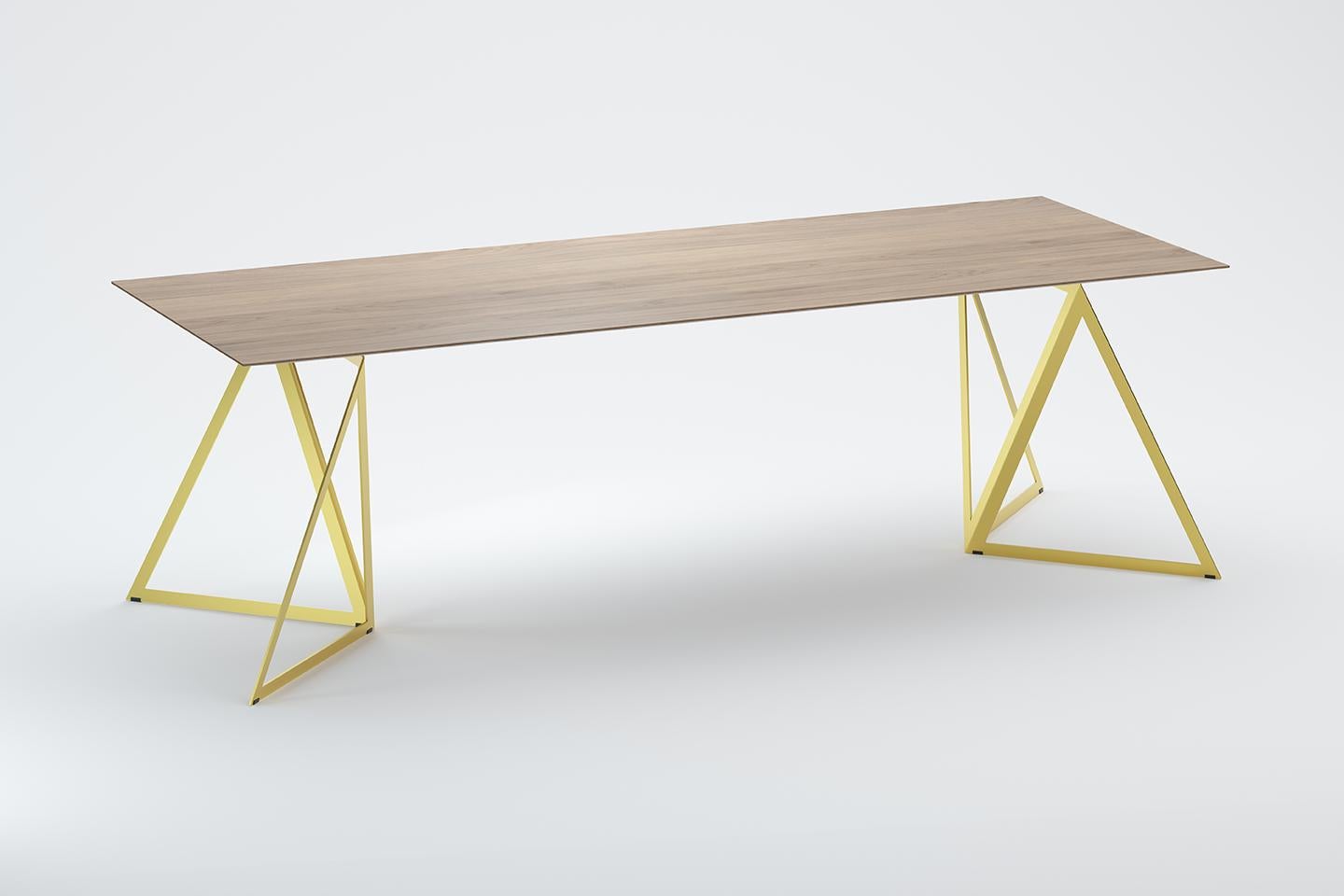 Post-Modern Steel Stand Table 240 Oak by Sebastian Scherer For Sale