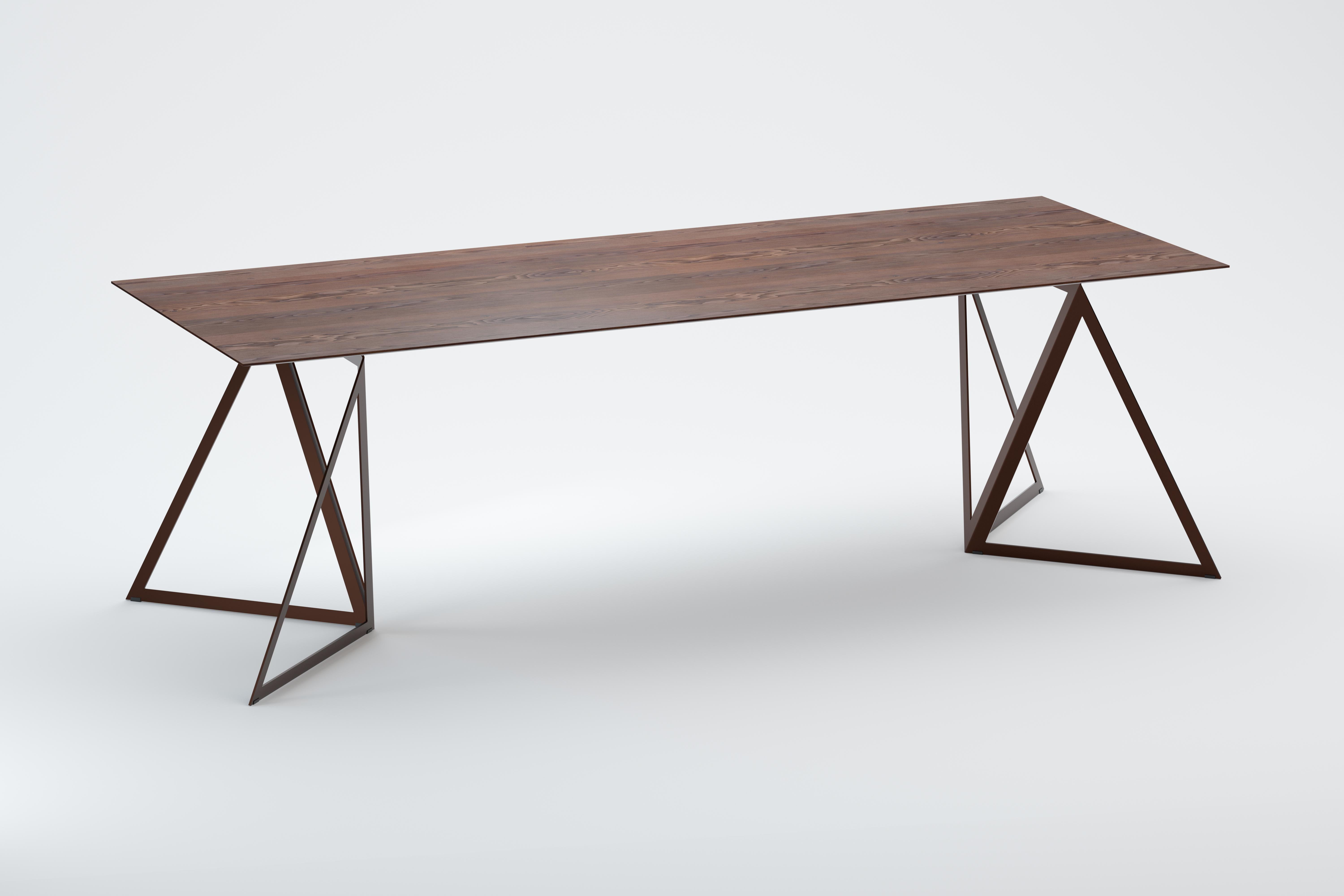 Steel Stand Table 240 Walnut by Sebastian Scherer For Sale 4