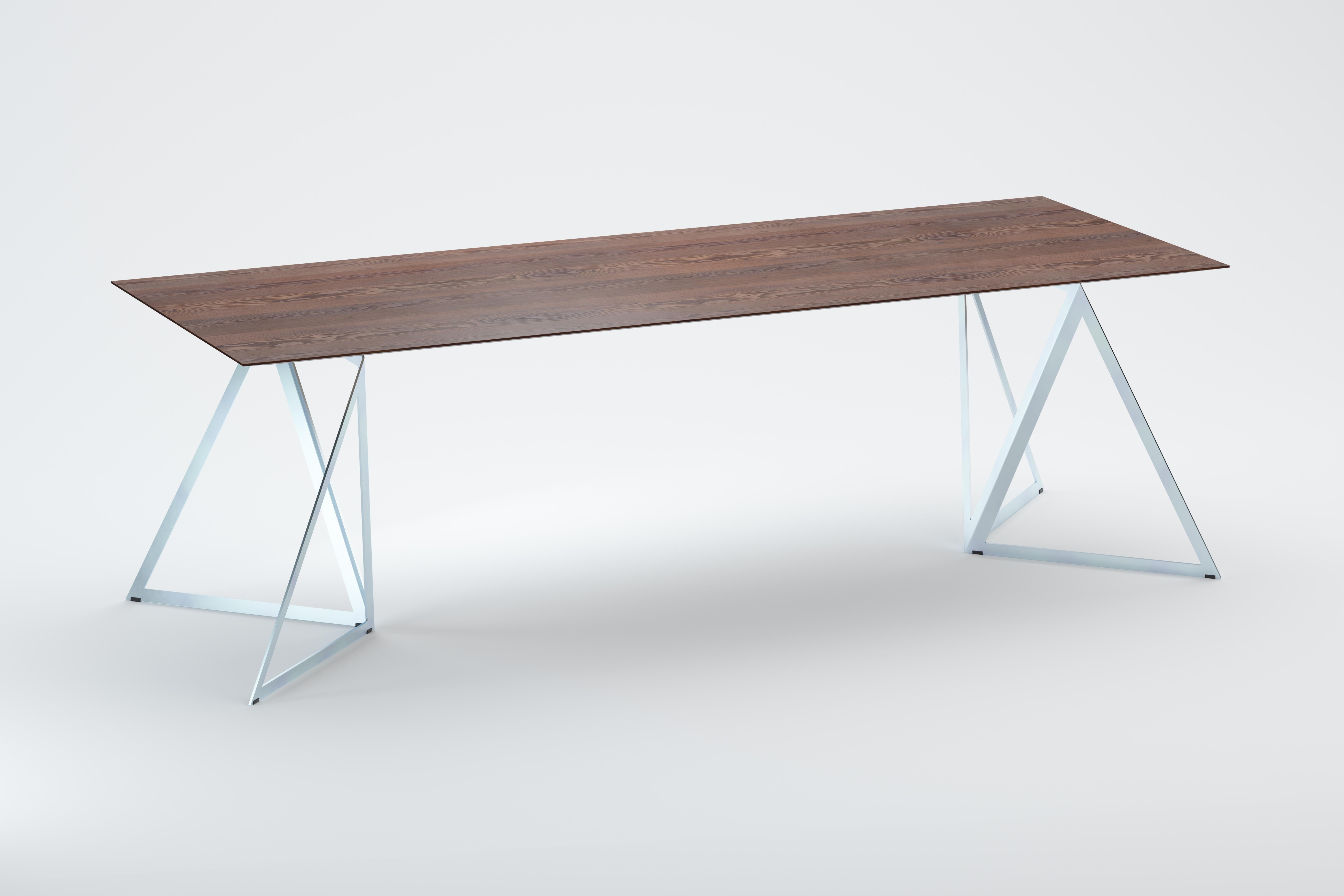 Steel Stand Table 240 Walnut by Sebastian Scherer For Sale 6