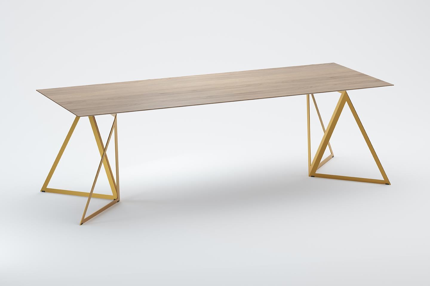 Steel Stand Table 240 Walnut by Sebastian Scherer For Sale 7