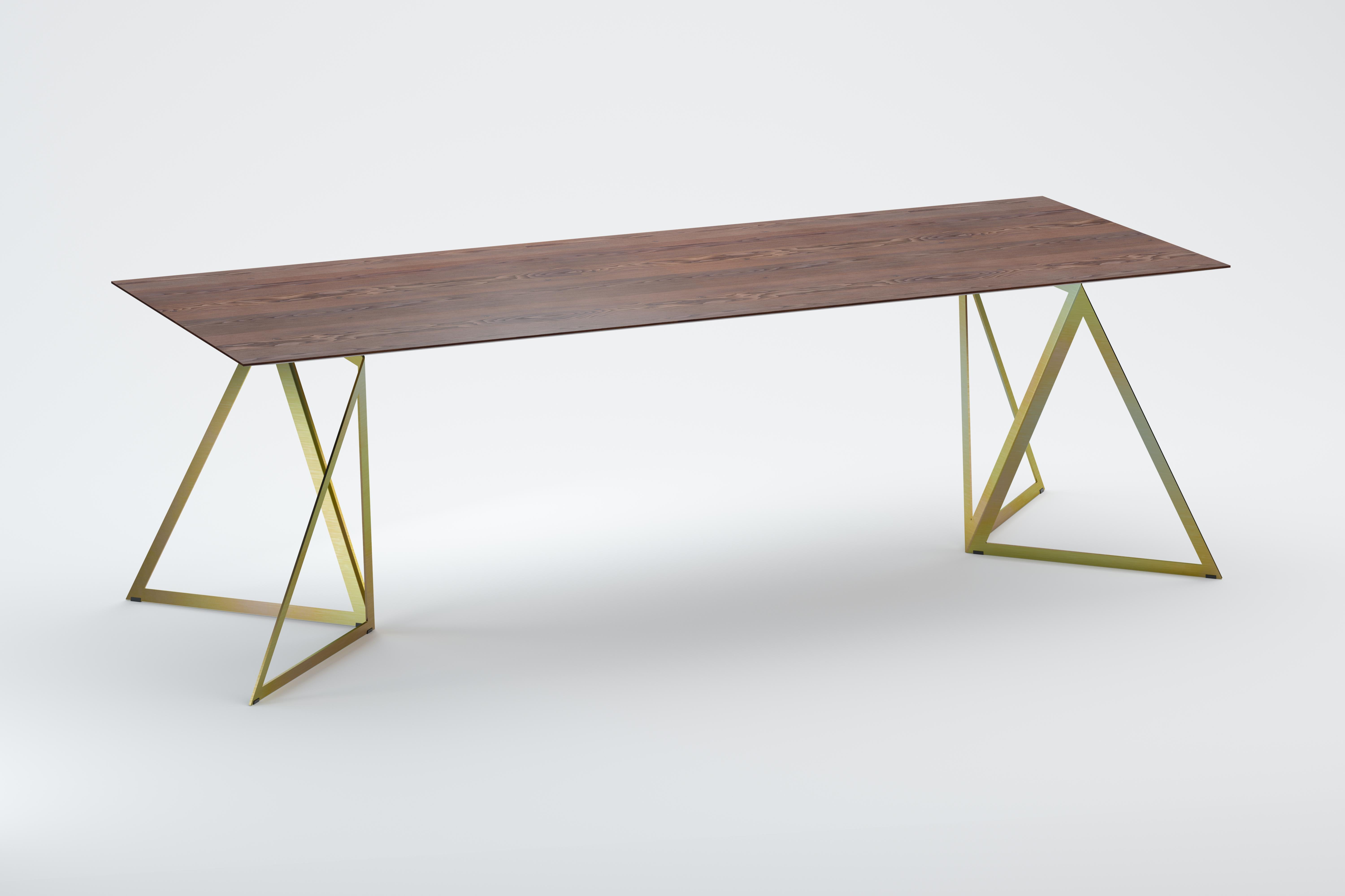 Steel stand table 240 walnut by Sebastian Scherer.
Dimensions: D240 x W90 x H74 cm.
Materials: Walnut, Steel, Wood.
Also Available: Colours:Solid wood (matt lacquered or oiled): black and white stained ash / natural oak / american walnut
Steel