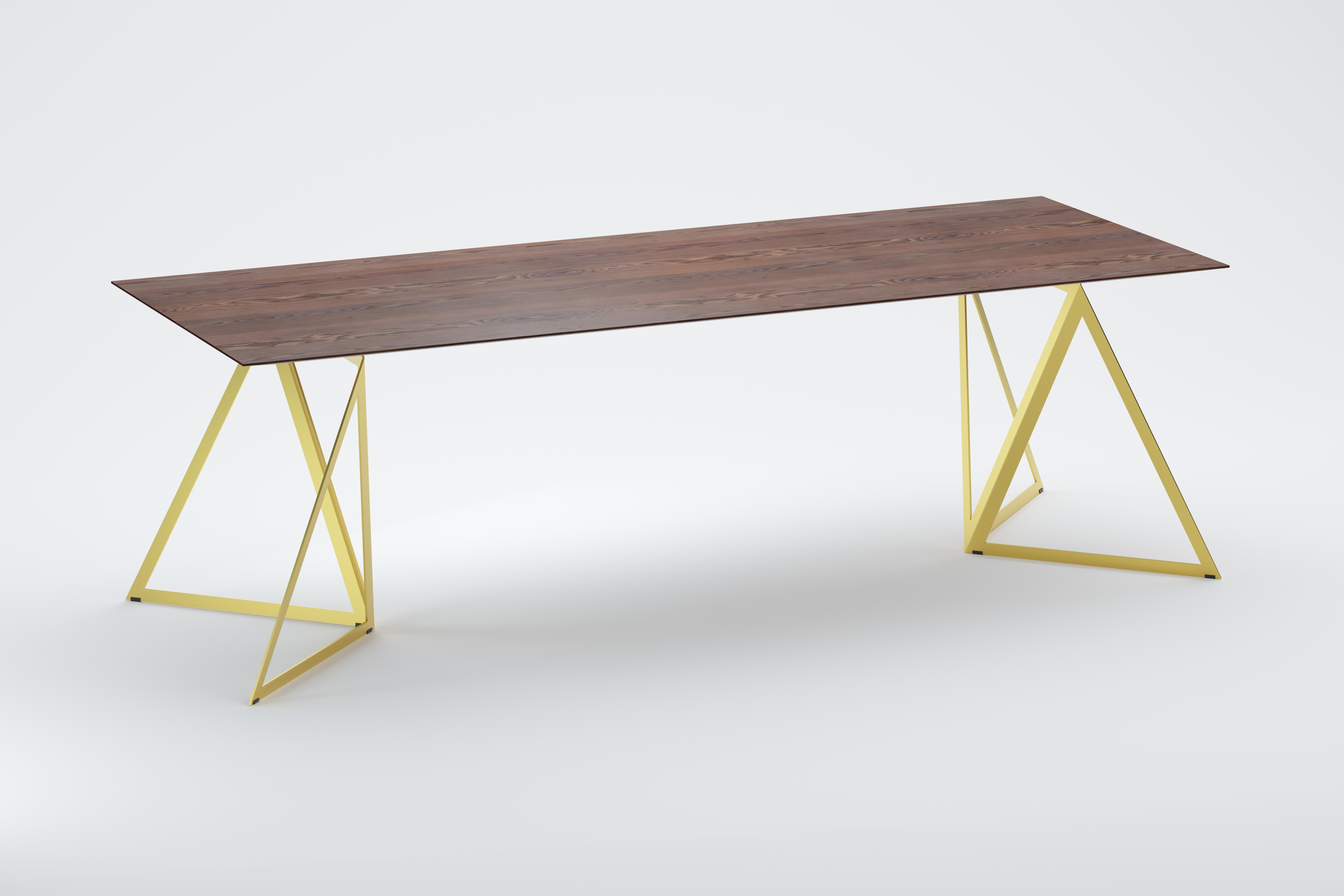 Post-Modern Steel Stand Table 240 Walnut by Sebastian Scherer For Sale