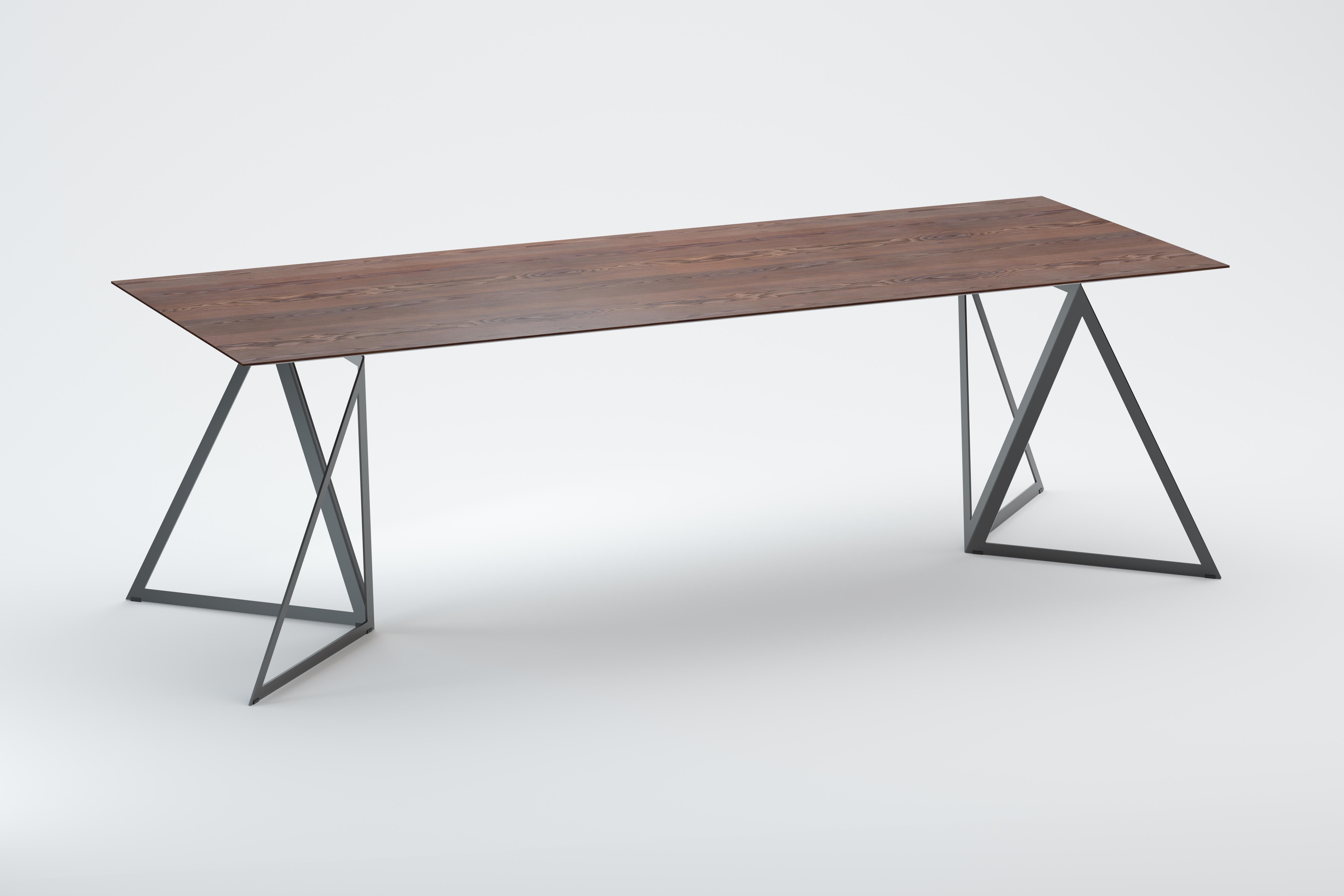 Steel Stand Table 240 Walnut by Sebastian Scherer For Sale 3