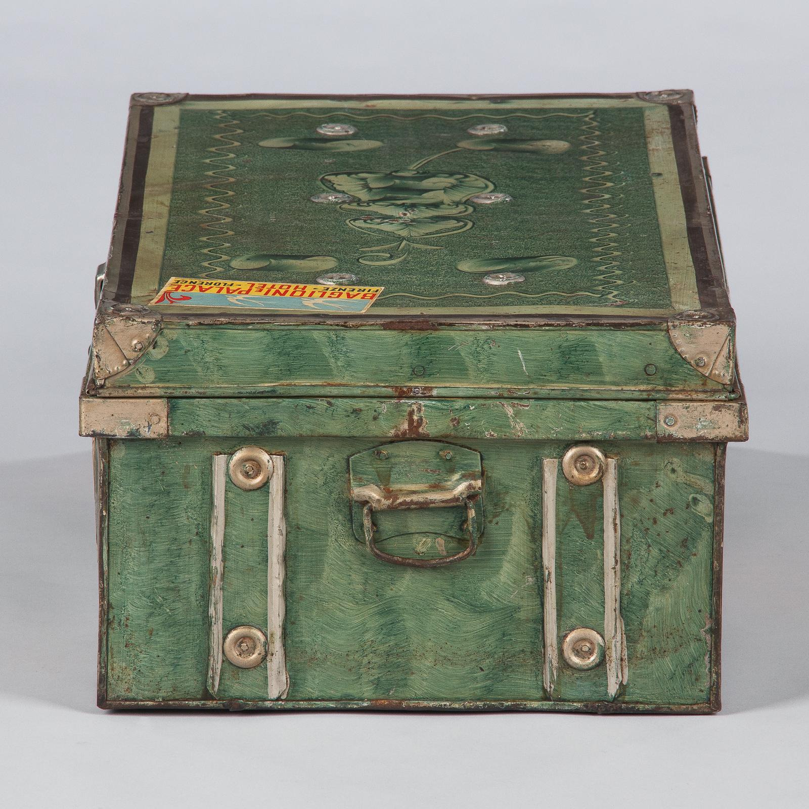 20th Century Painted Steel Steamer Trunk by Universal, India, 1950s