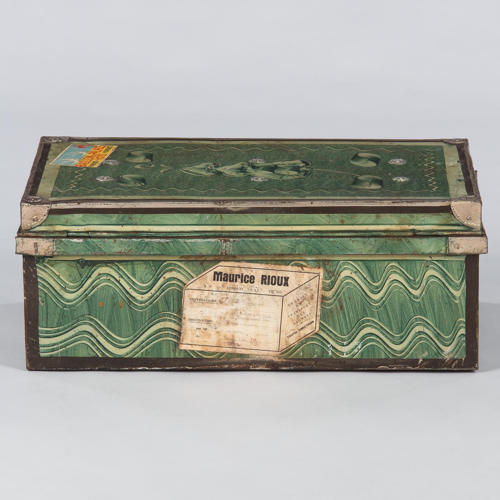 Painted Steel Steamer Trunk by Universal, India, 1950s 1
