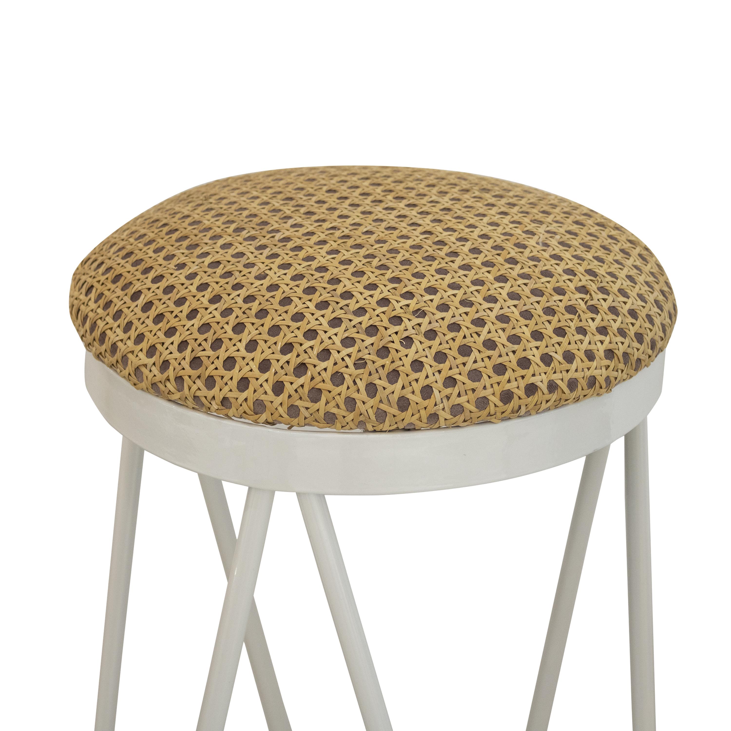 Steel Stool Designed by IKB191 Studio Upholstered in Wicker, Spain 2022 In New Condition For Sale In Madrid, ES