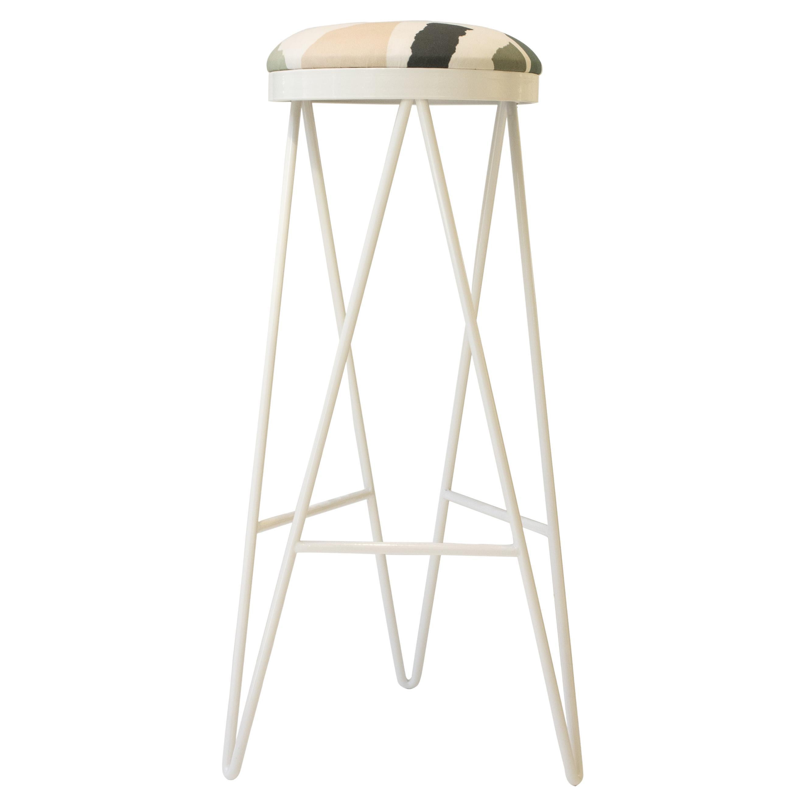 Steel Stool Designed By IKB191 with Geometric Pattaron, Spain 2022. For Sale