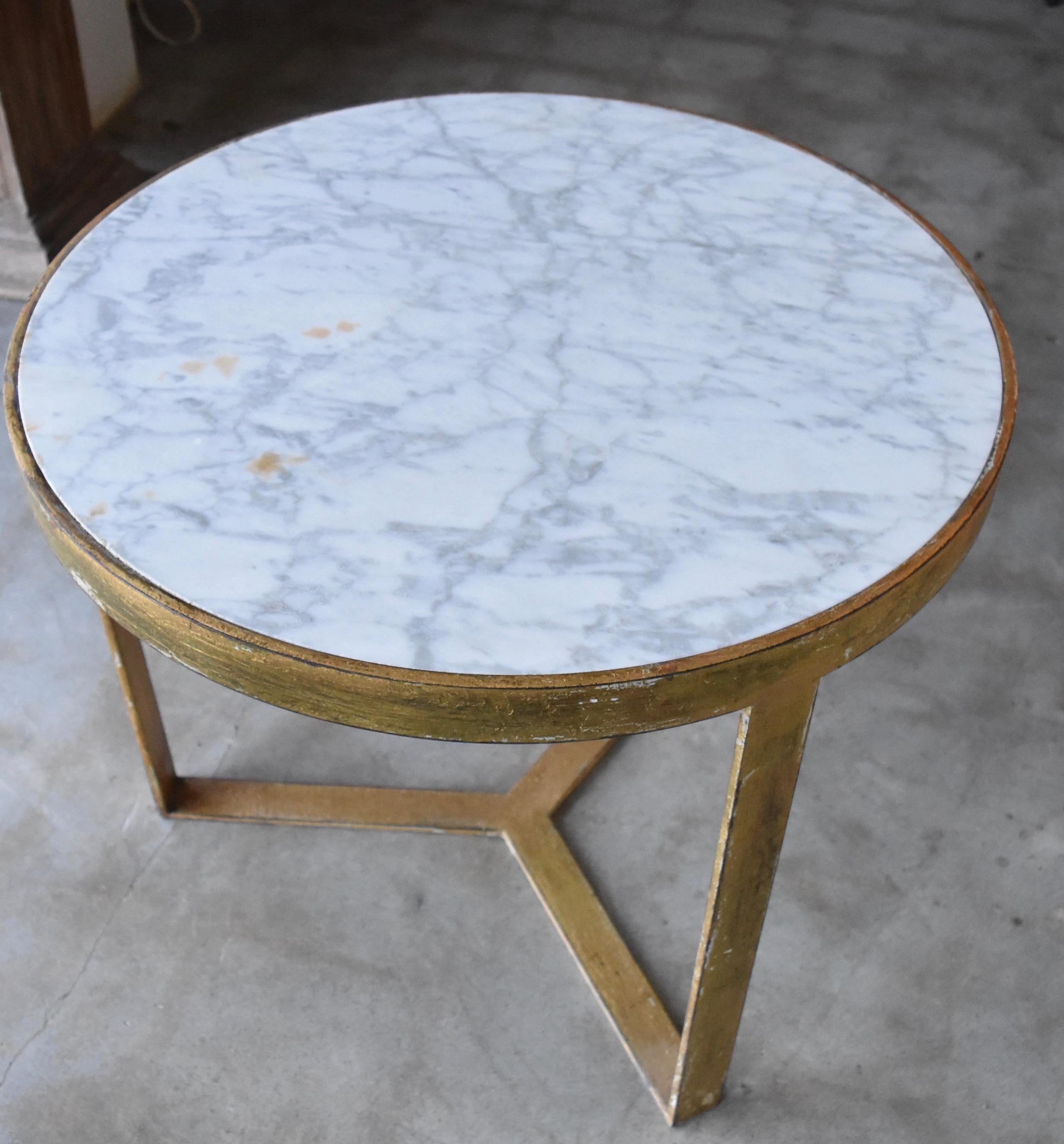 Spanish Steel Table with Gold Gilt and Marble Top for Antica Collection
