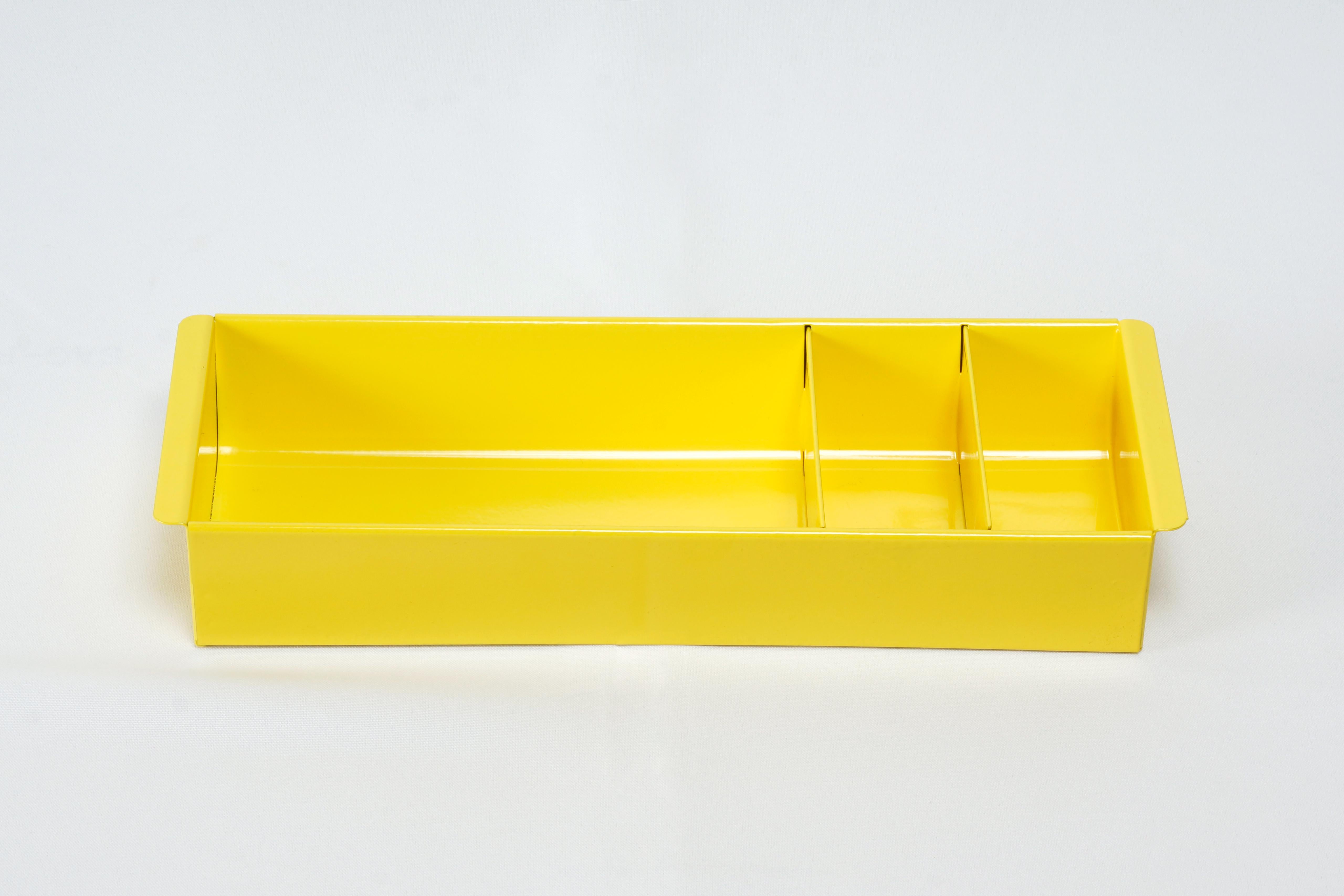 Powder-Coated Steel Tanker Drawer Insert Repurposed as Desktop Organizer, Refinished in Yellow