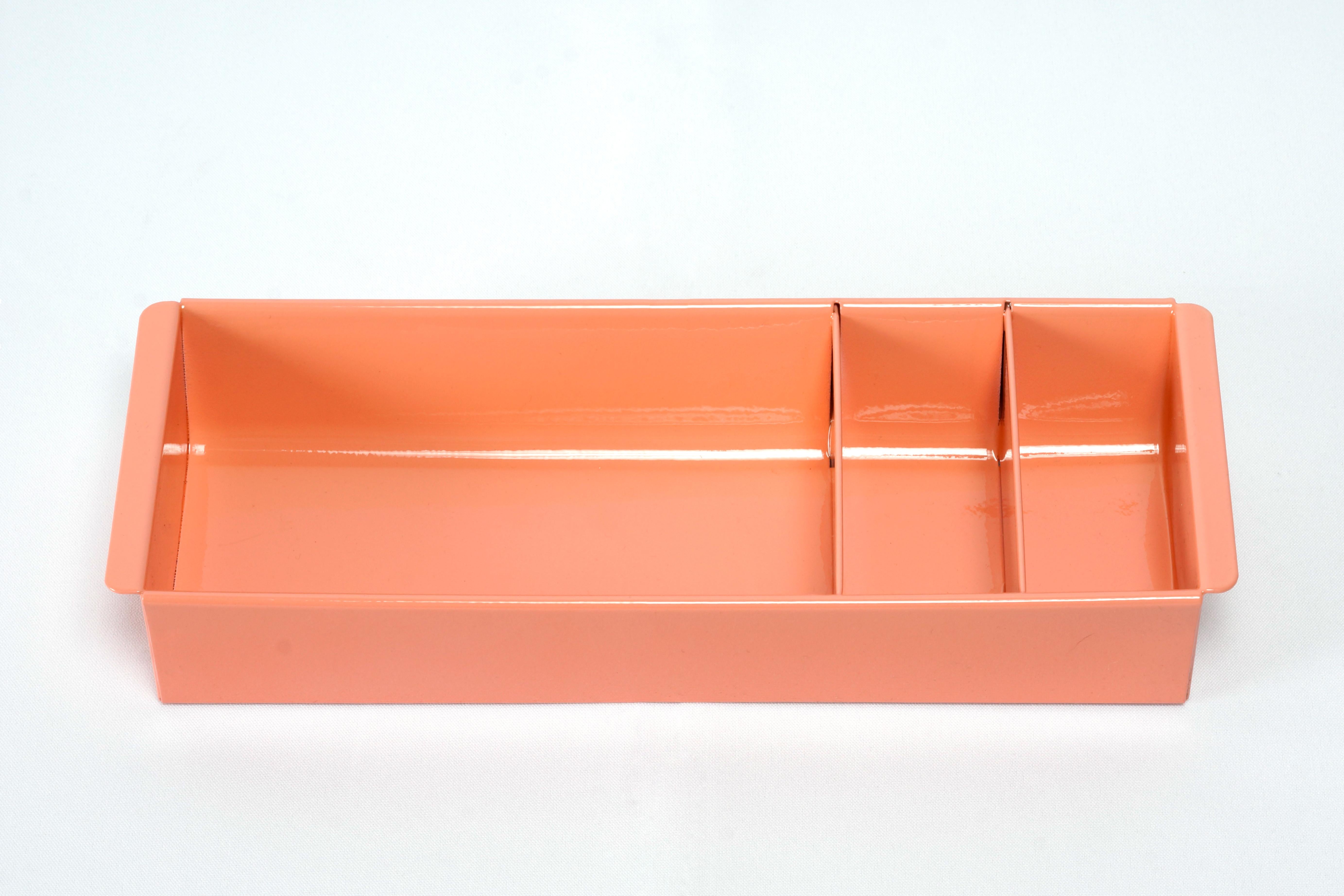 Powder-Coated Steel Tanker Drawer Insert Repurposed as Organizer, Refinished in Peach
