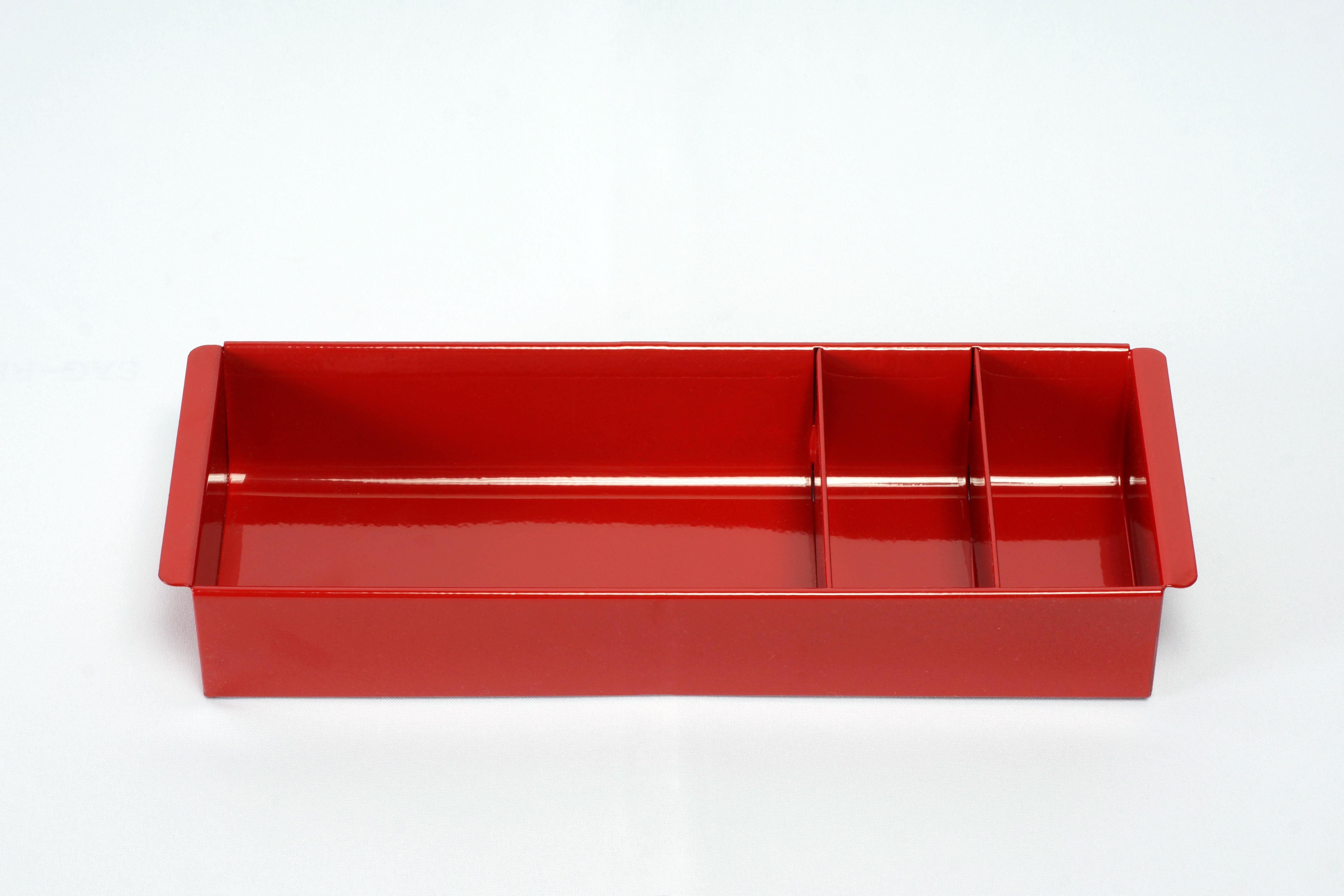 American Steel Tanker Drawer Insert Repurposed as Organizer, Refinished in Ruby Red