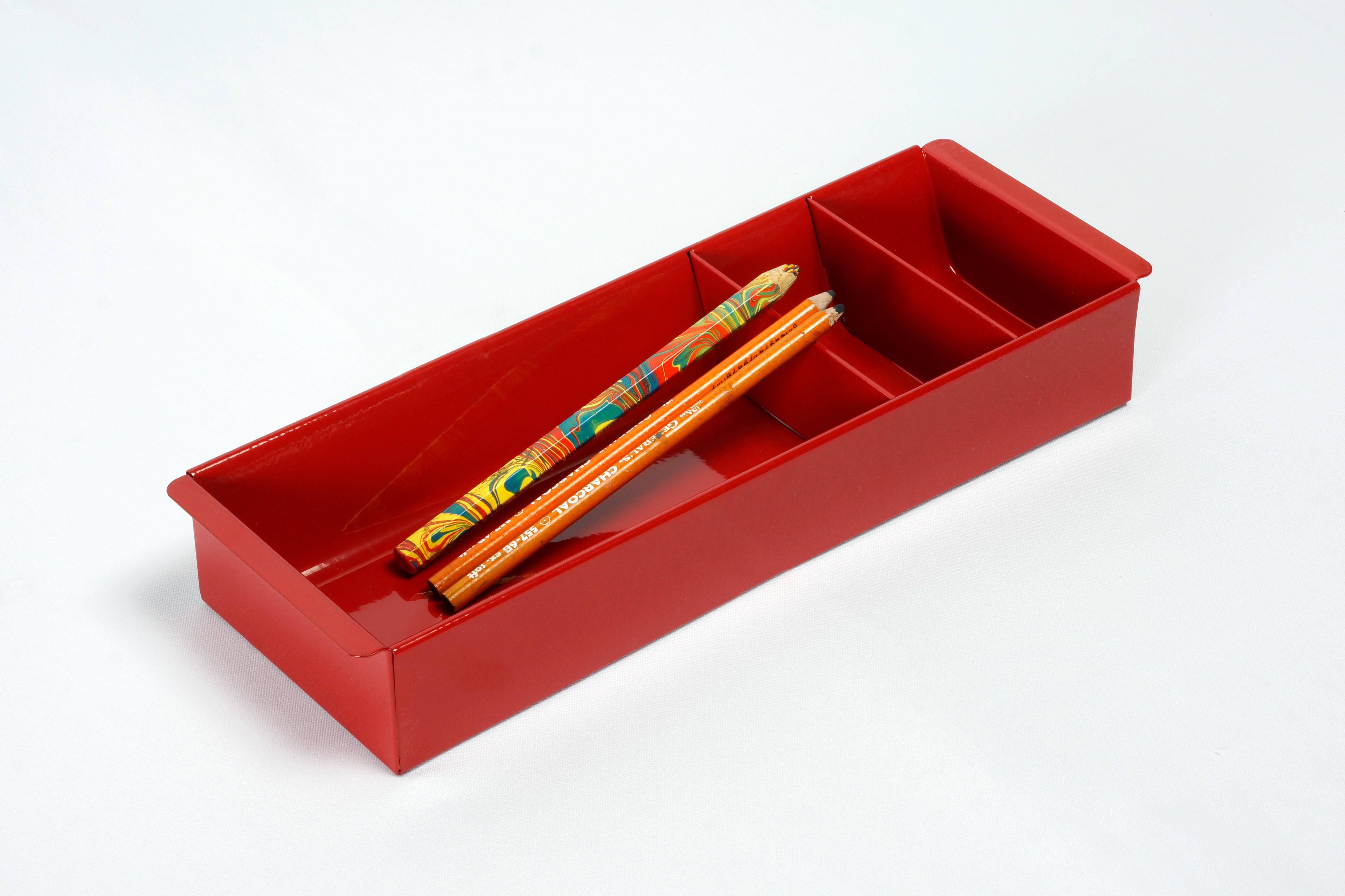 Powder-Coated Steel Tanker Drawer Insert Repurposed as Organizer, Refinished in Ruby Red