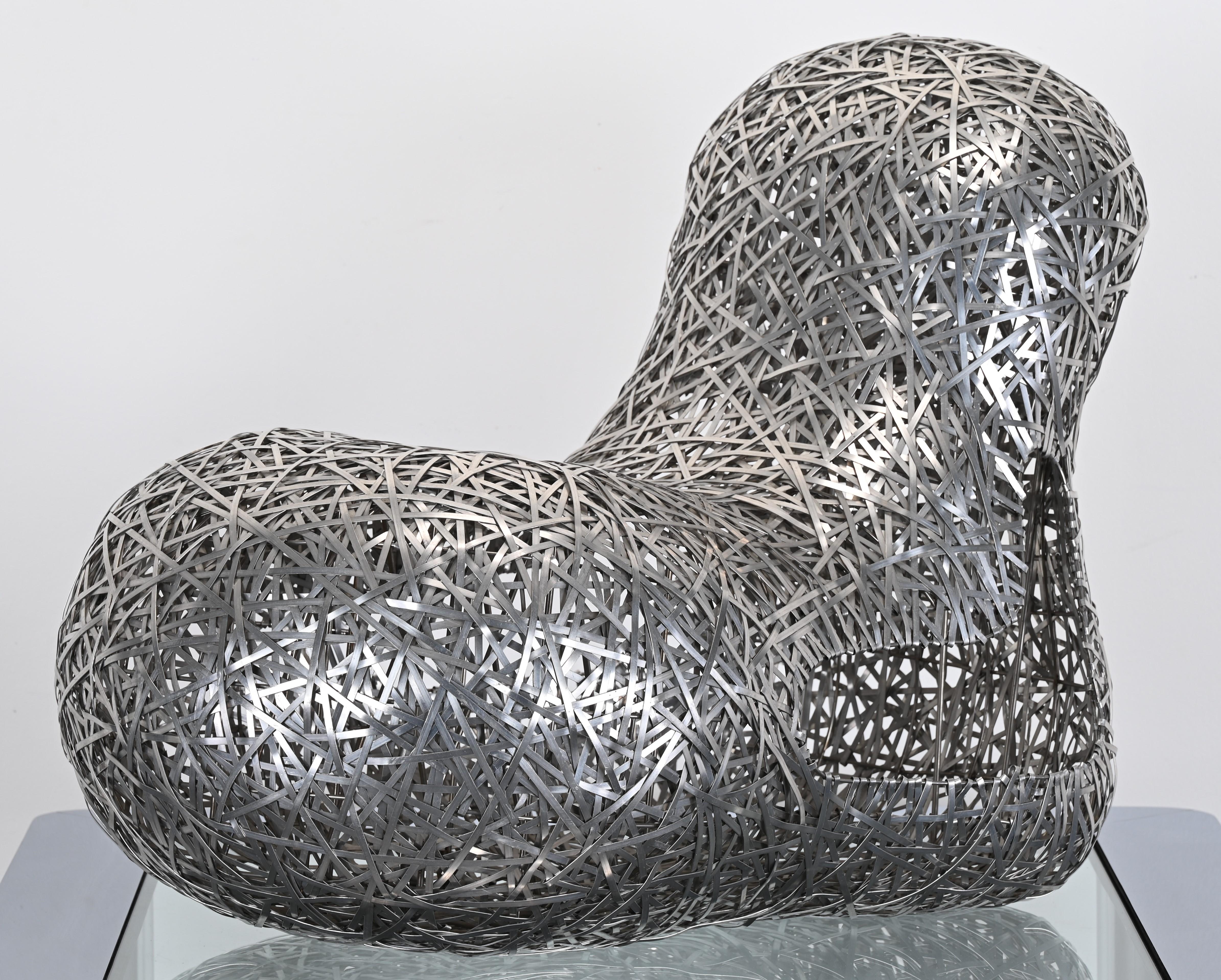 A rare woven steel sculptural 