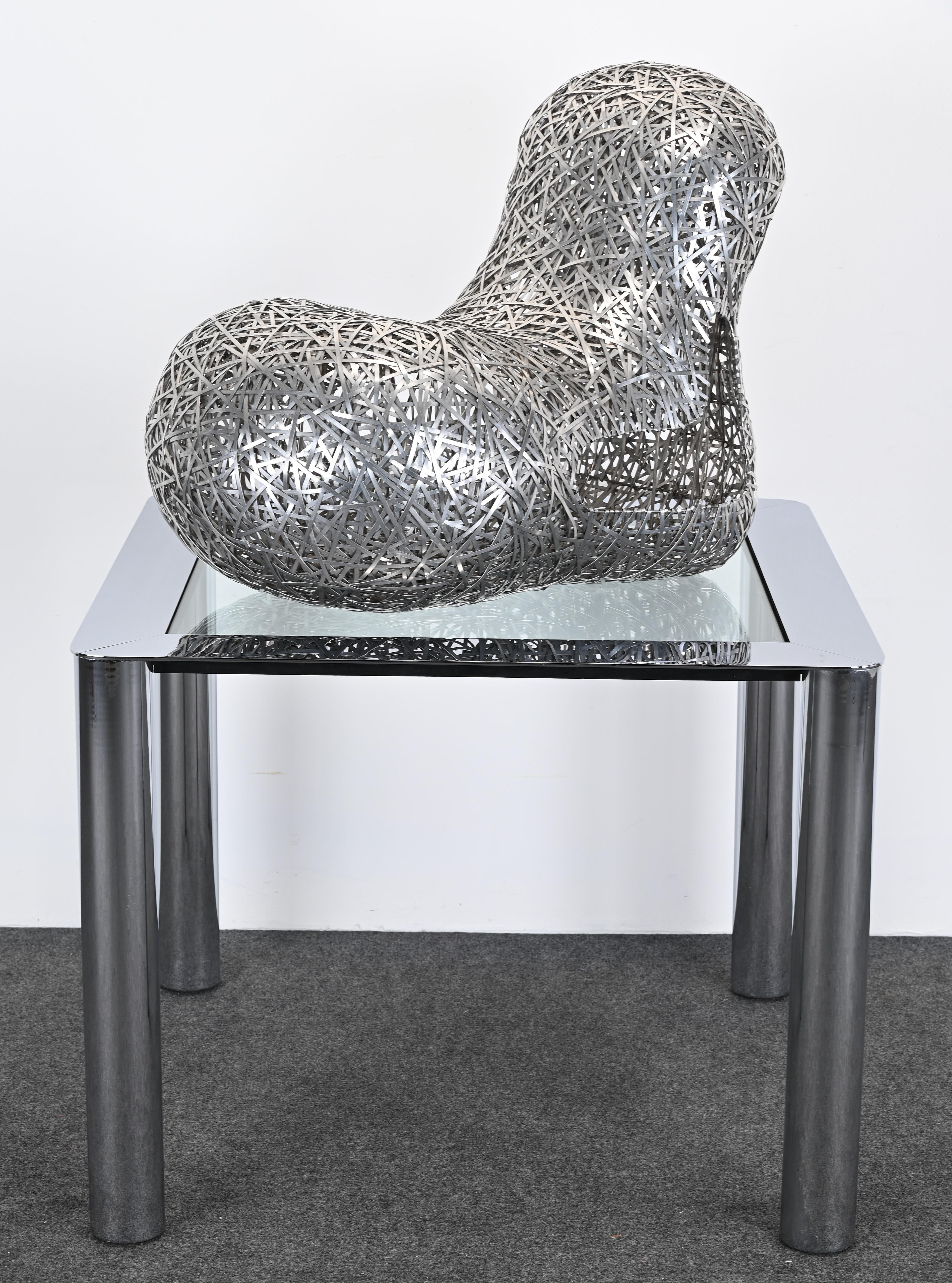 Modern Steel Tongue Chair by Bannavis Andrew Sribyatta for Pie Studios, 2000s For Sale