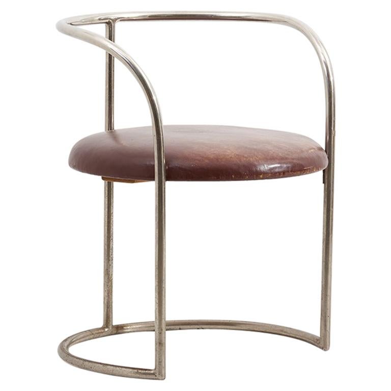 Steel Tube and Leather Chair by Eskil Sundahl, Sweden, 1930s