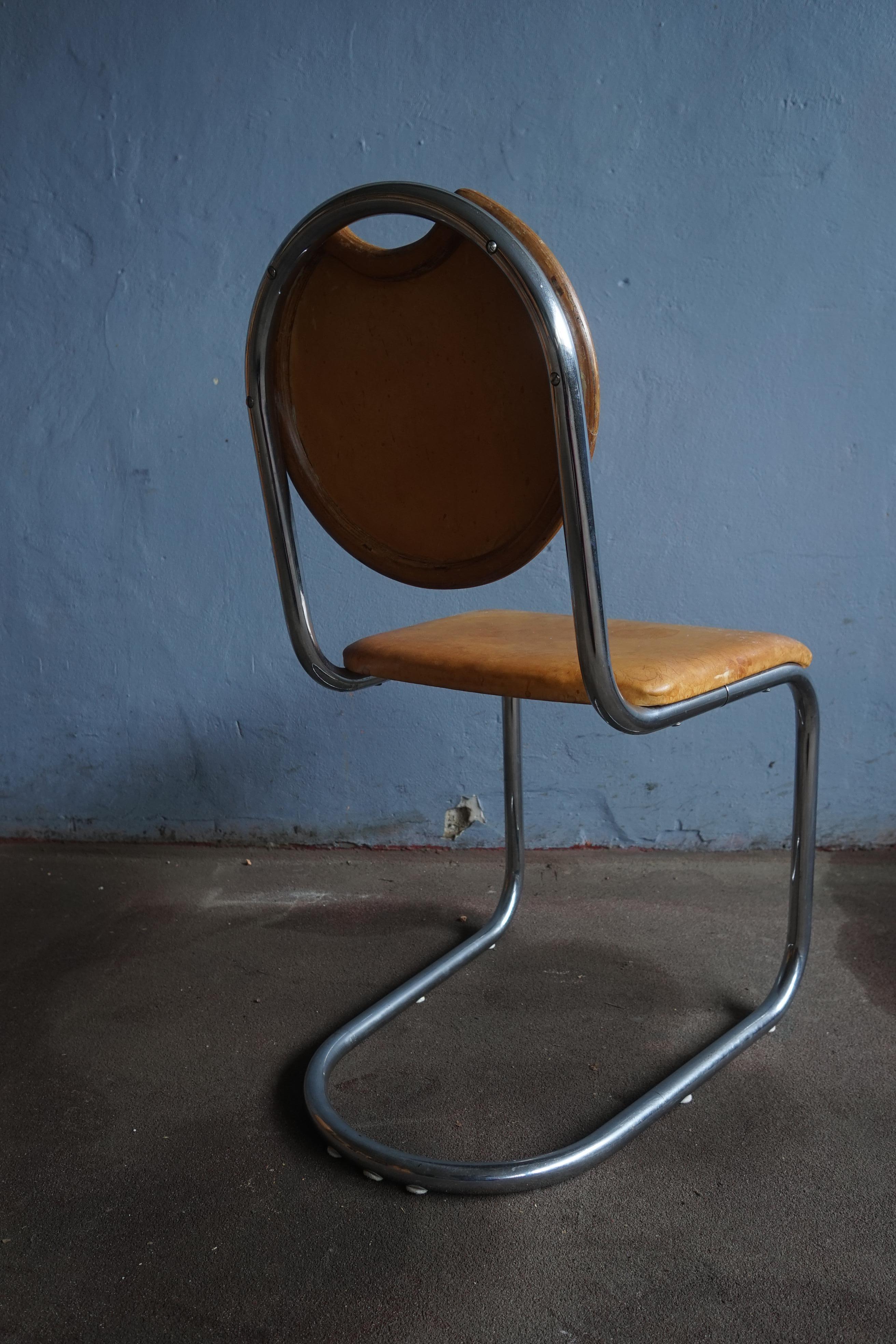 Scandinavian Modern Steel Tube Chair Designed by Sven Markelius for Ds Staal Sweden, 1930s For Sale