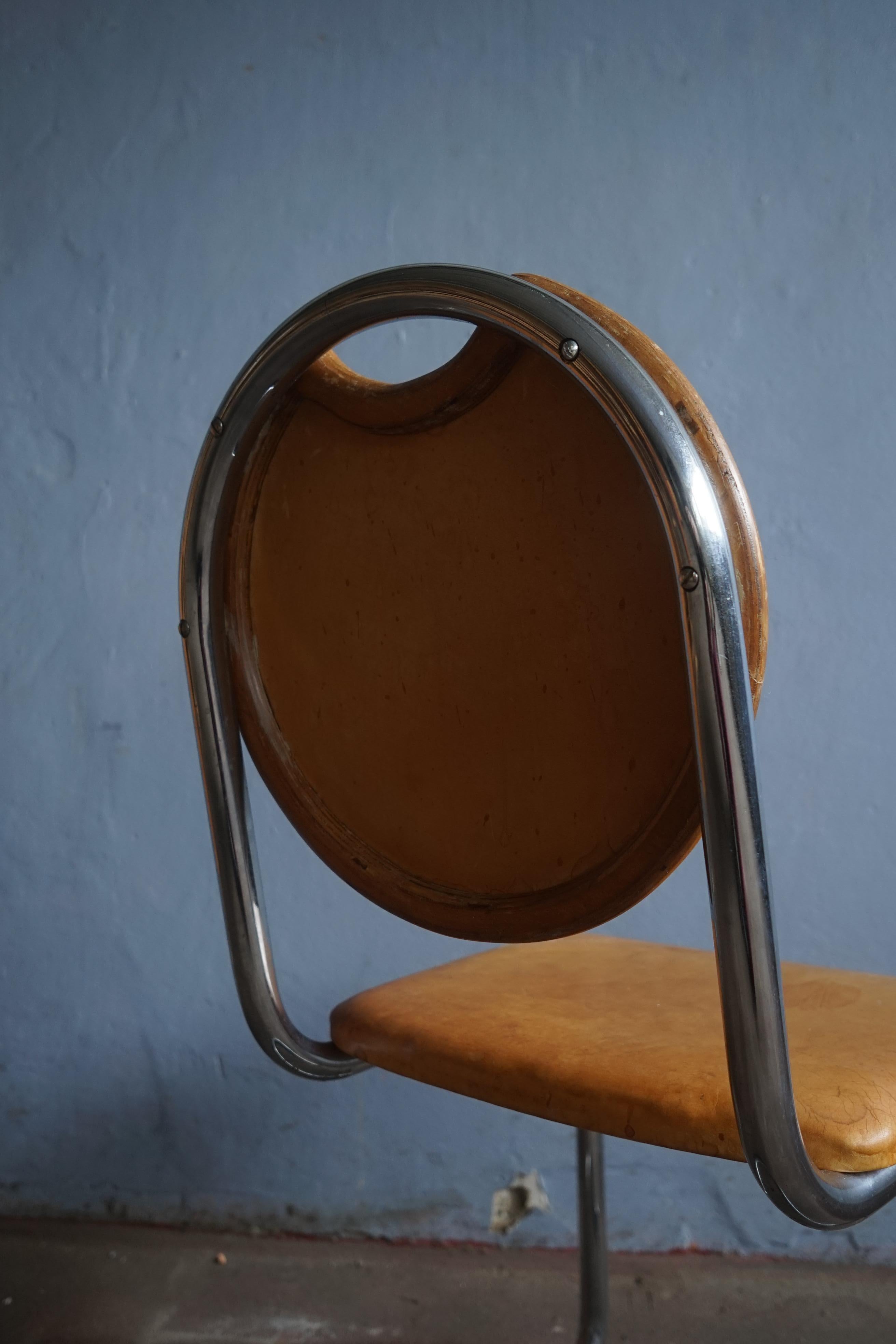 Plated Steel Tube Chair Designed by Sven Markelius for Ds Staal Sweden, 1930s For Sale