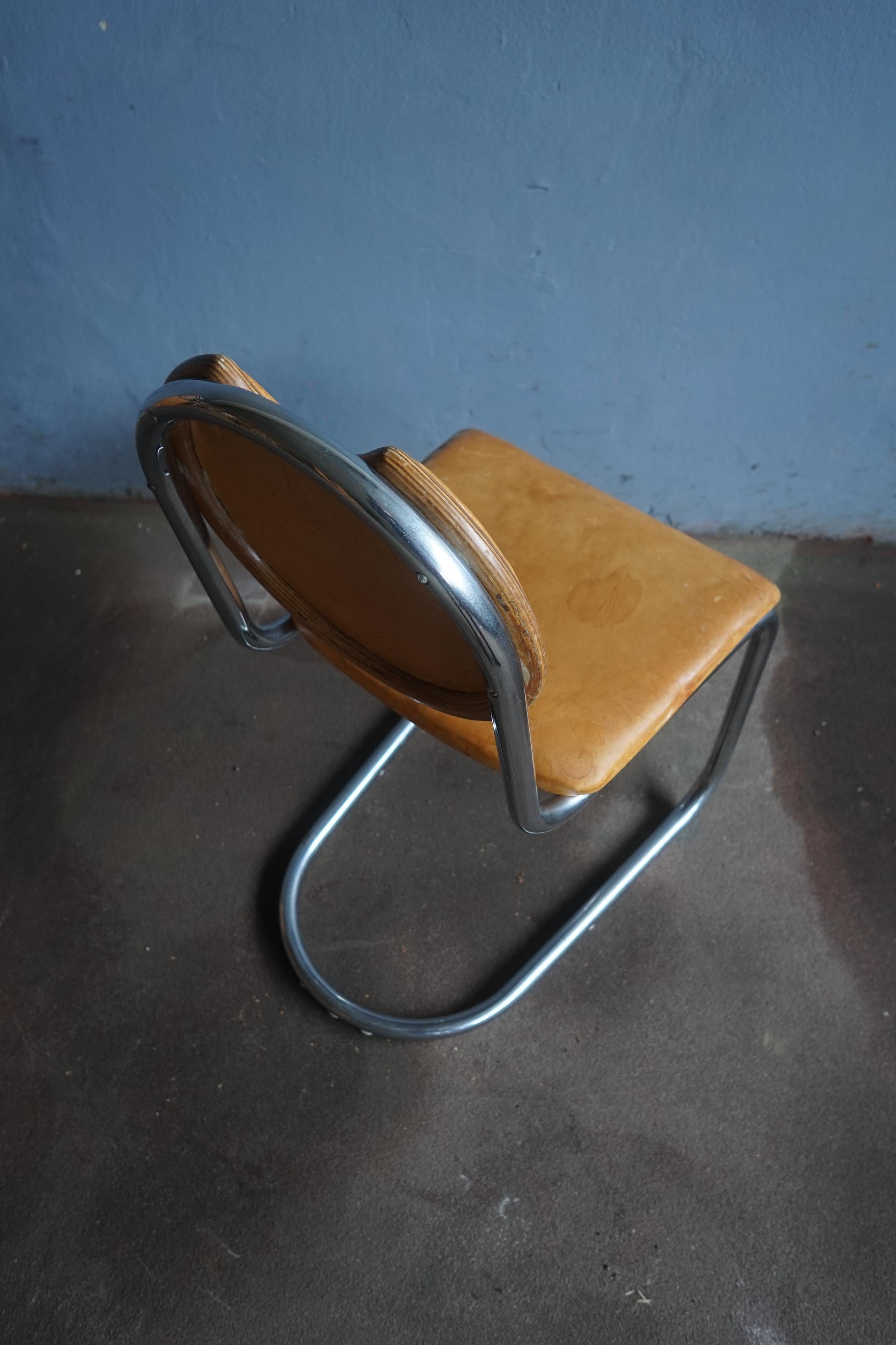 Mid-20th Century Steel Tube Chair Designed by Sven Markelius for Ds Staal Sweden, 1930s For Sale