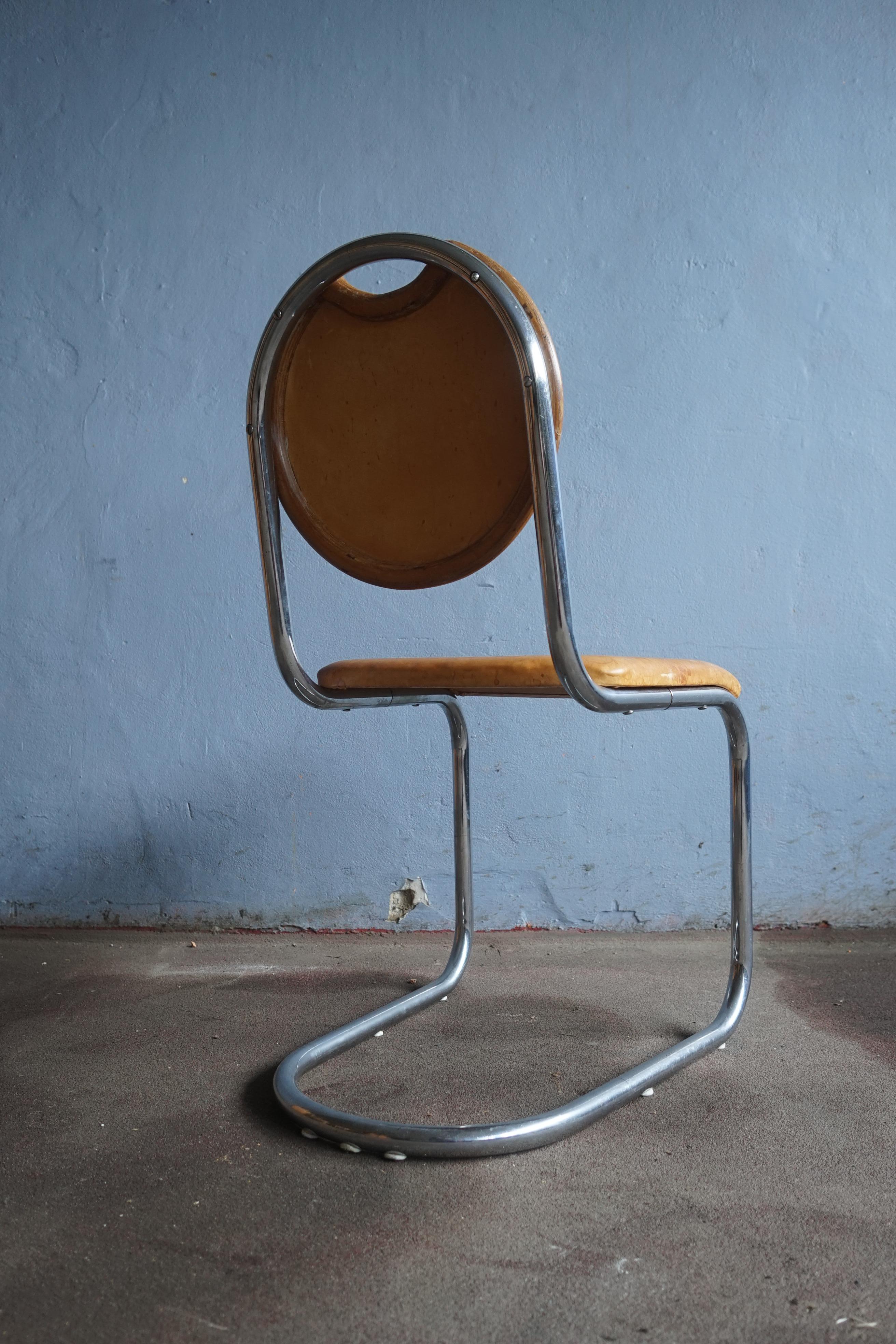 Mid-20th Century Steel Tube Chair Designed by Sven Markelius for Ds Staal Sweden, 1930s For Sale