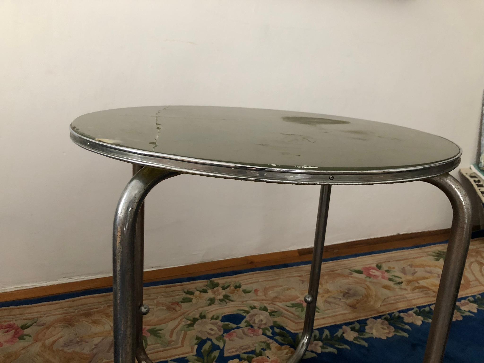 German Steel Tube Side Table with Solid Onyx Plate For Sale