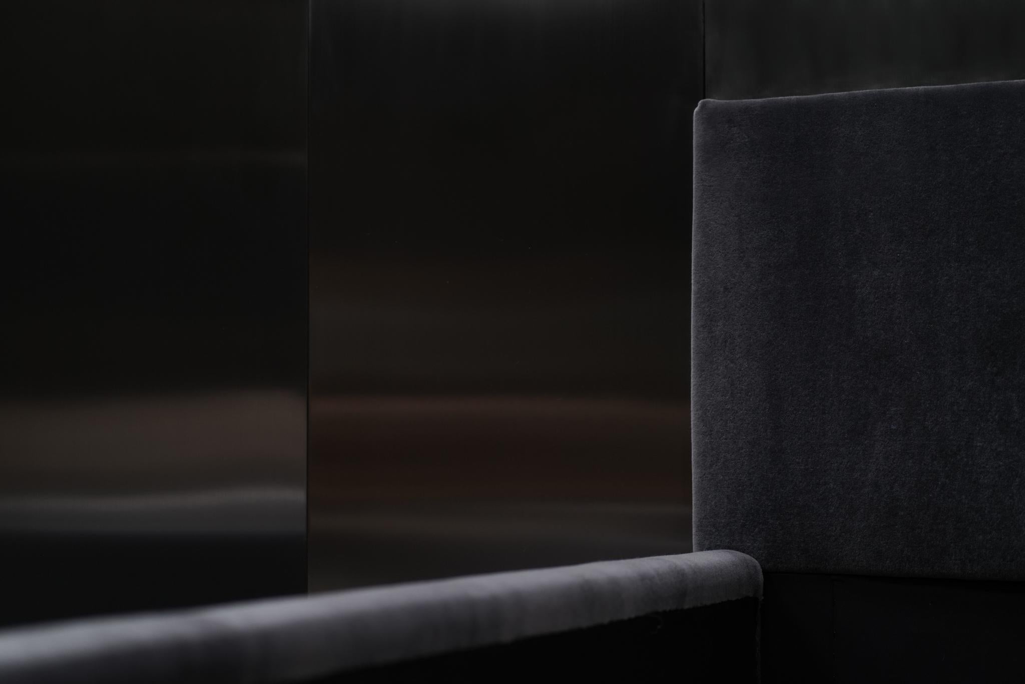 Contemporary Steel Upholstered Headboard Bed, By Studio Balestra For Sale