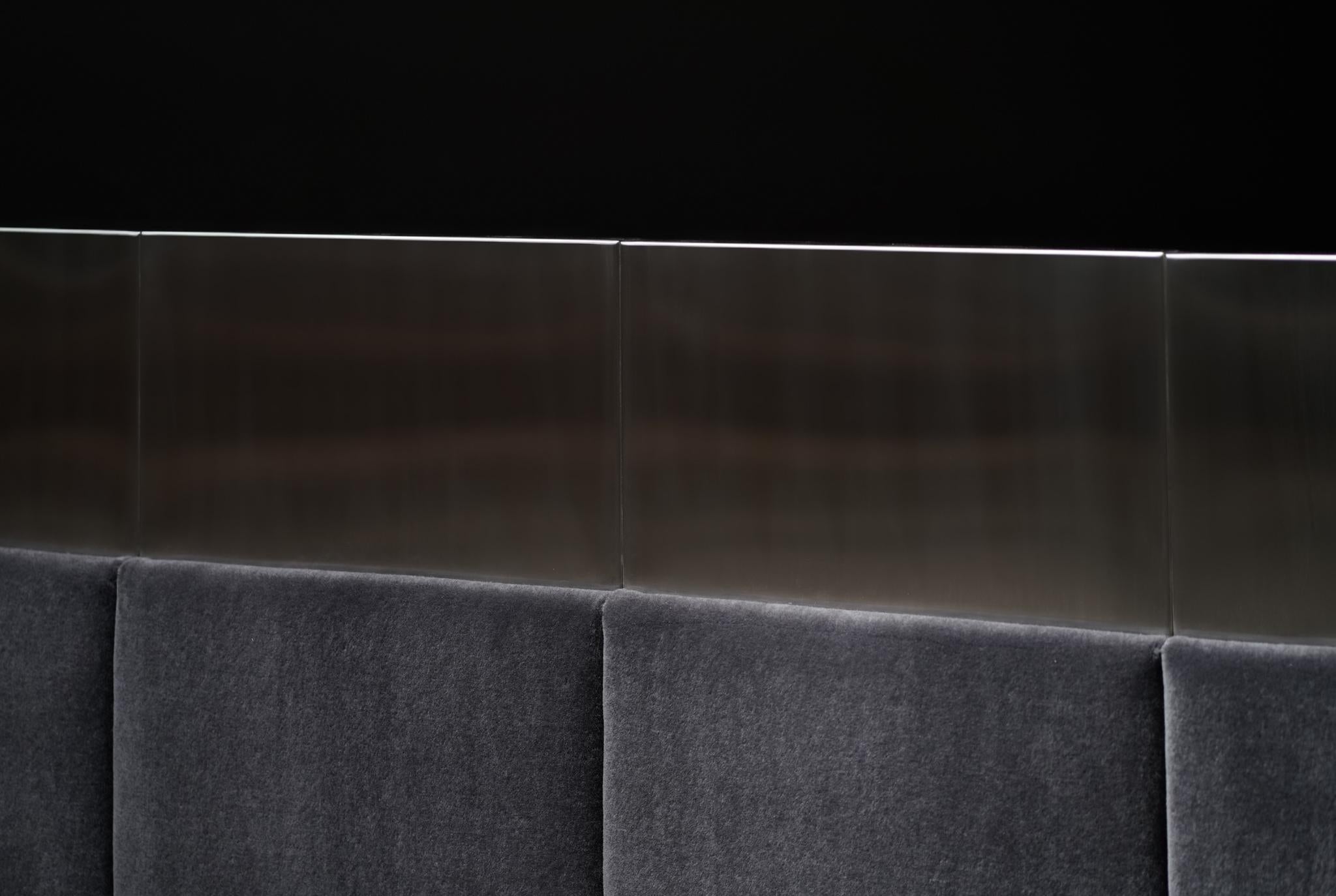 Steel Upholstered Headboard Bed, By Studio Balestra For Sale 1