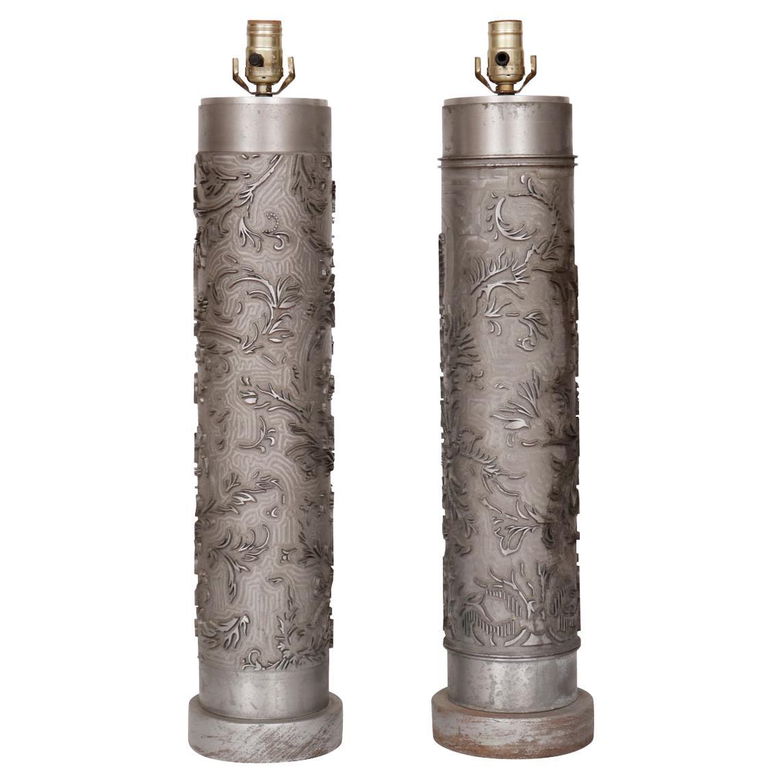 Antique Victorian Industrial Fabric or Wallpaper Printing Roller Lamp