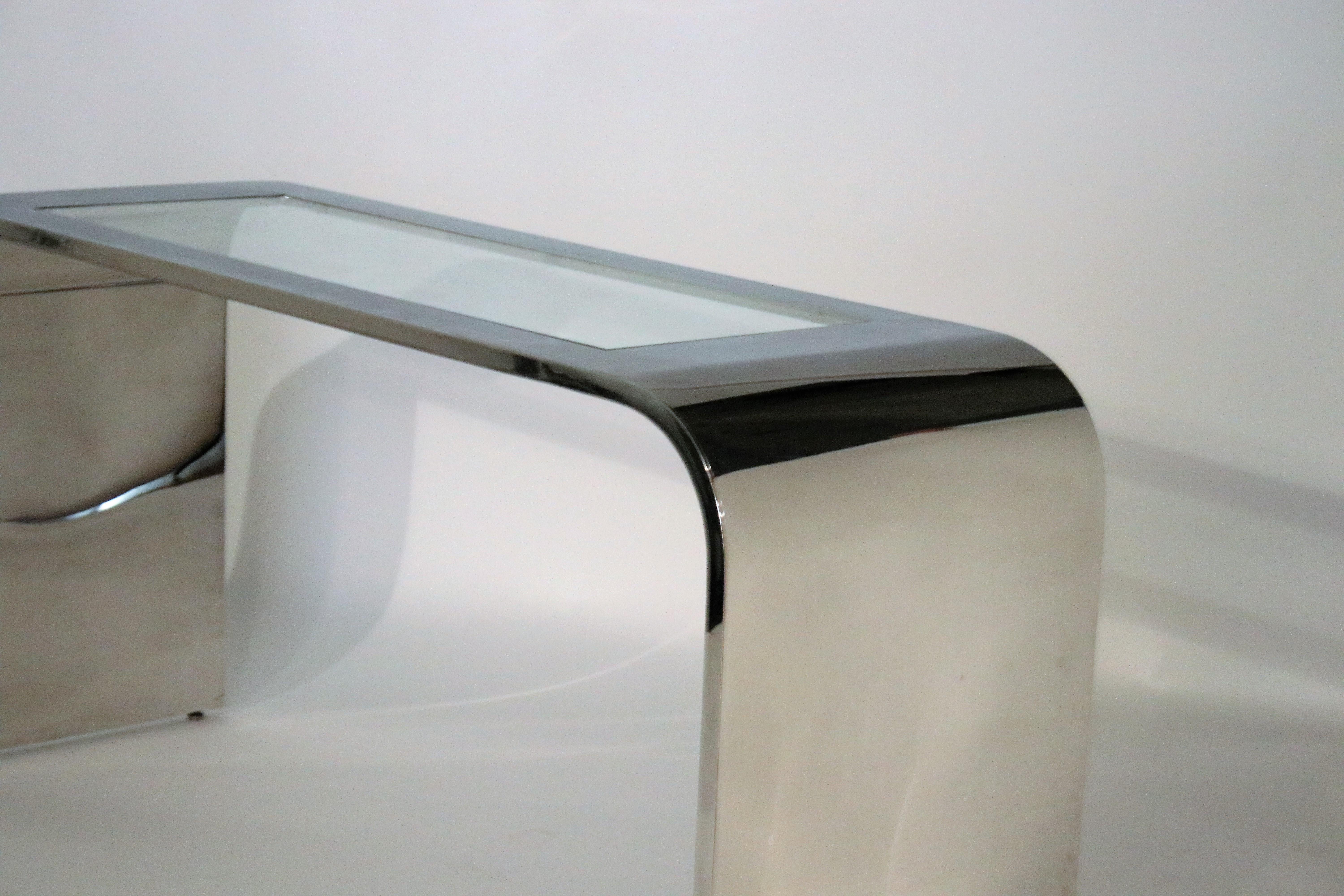 Fin du 20e siècle Table console cascade en acier par Stanley Jay Friedman pour Brueton en vente