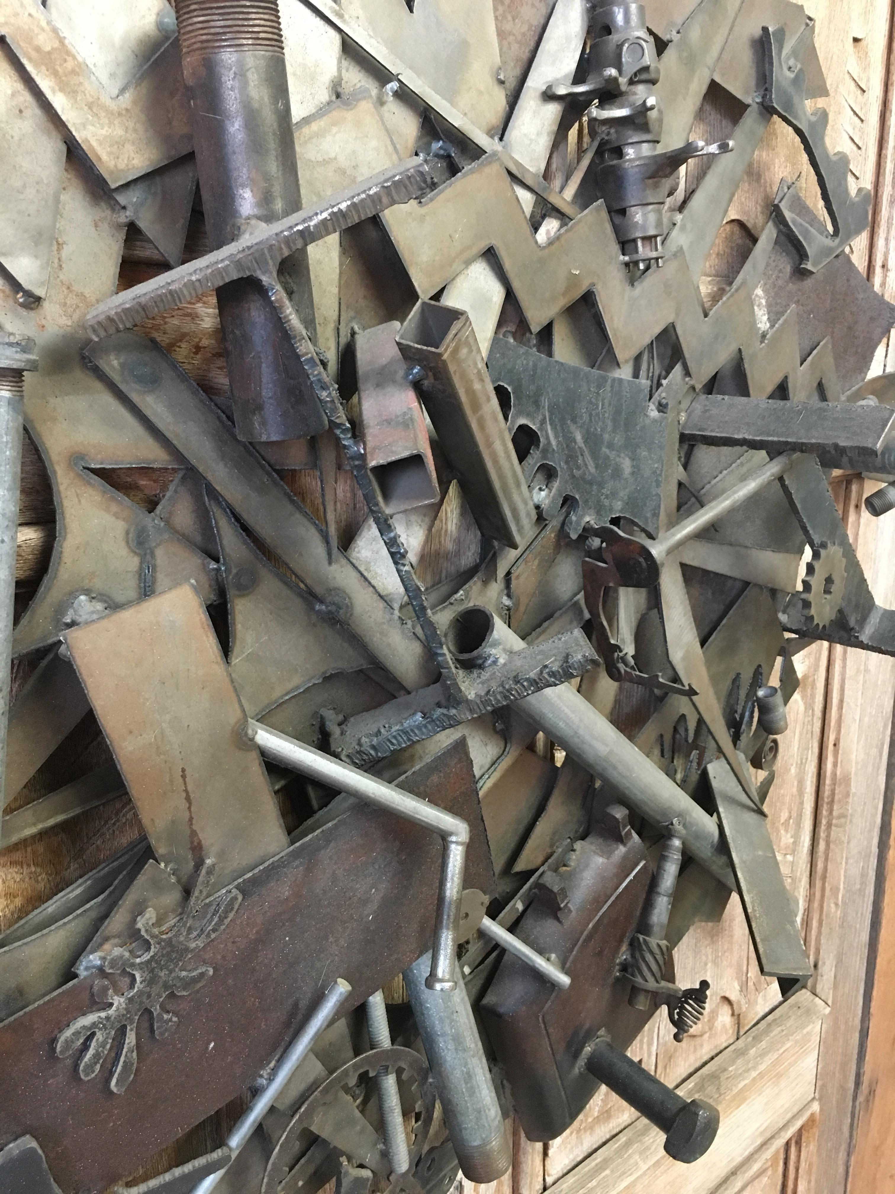 Steel with Found Objects Brutal Wall Sculpture by Bruce Gray 2
