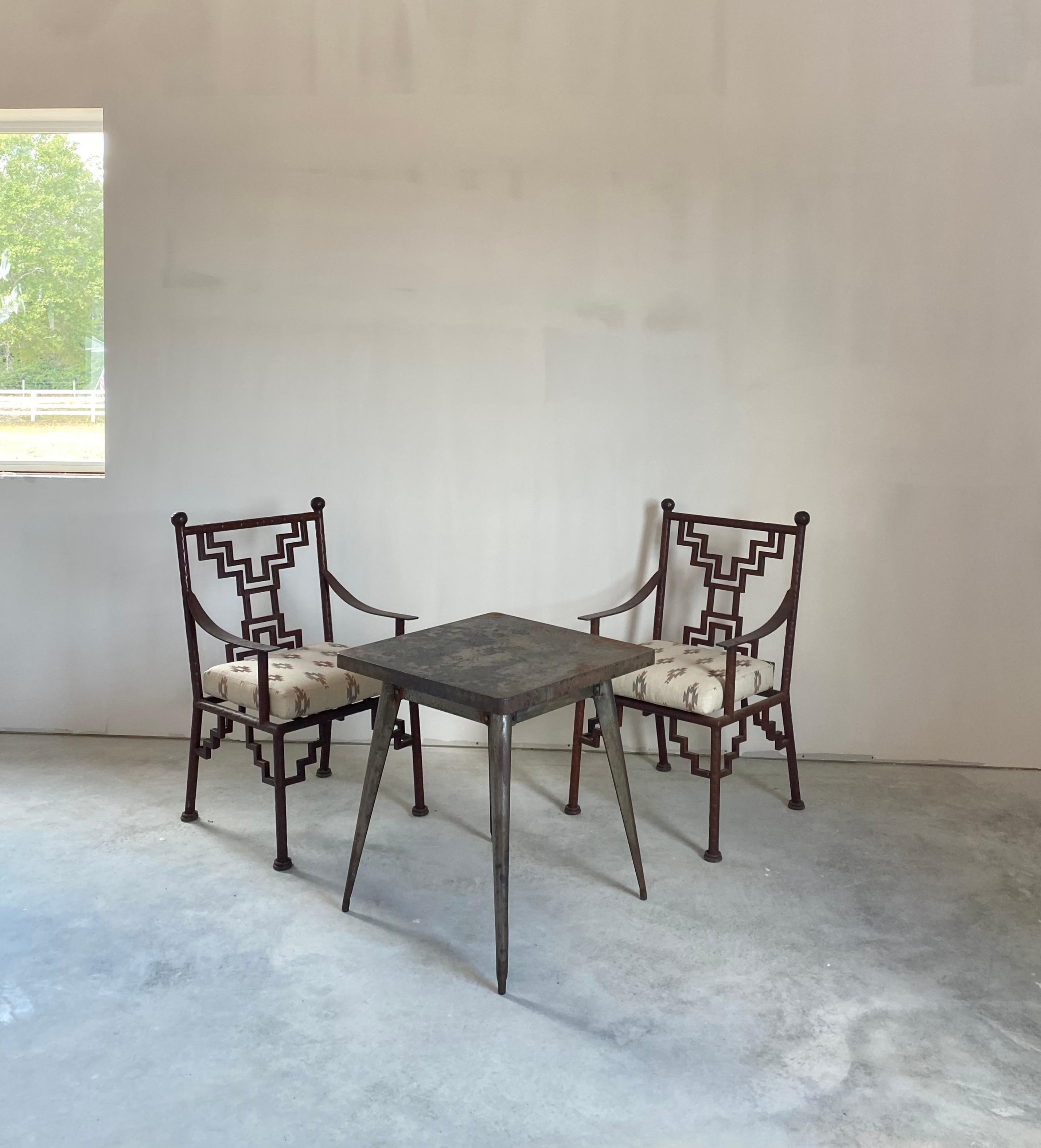 Industriale Poltrone Ziggurat in acciaio, set da 3 in vendita