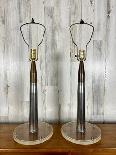 Steel, Brass and Lucite Artillery Shell Lamps