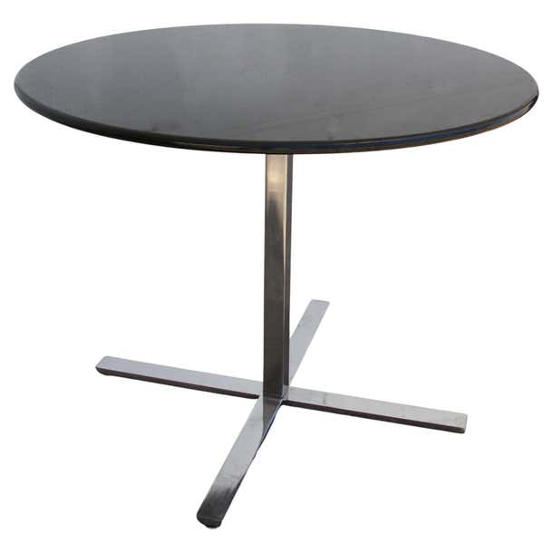 Steelcase 38” Diameter Round Granite Table with Stainless Base For Sale ...