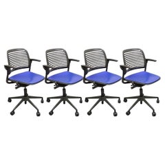 Steelcase 487 Cachet Swivel Office Desk Chair with Blue Seat - Set of 4