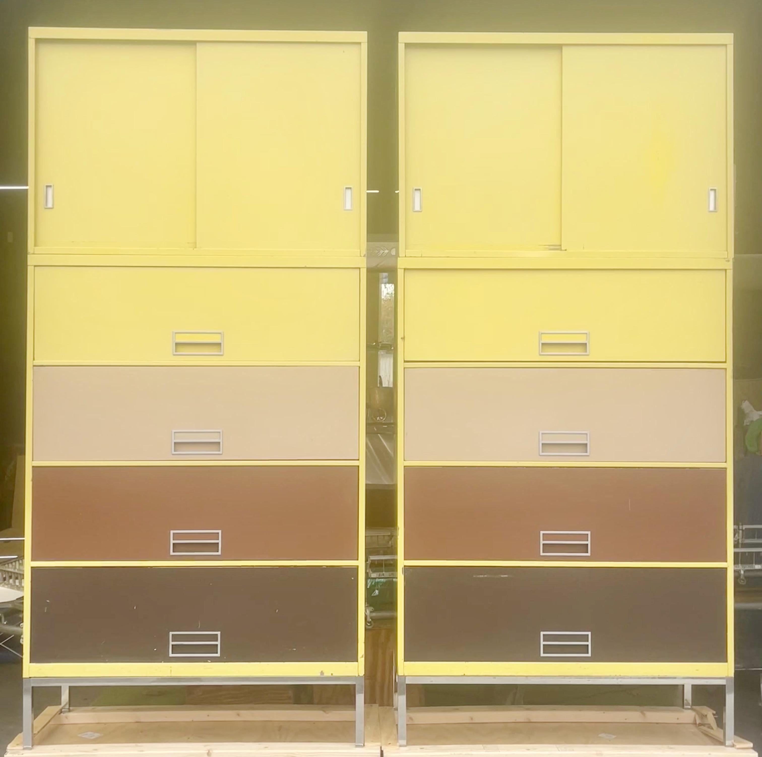 Mid-Century Modern Steelcase Broadside Lateral File Cabinet on Chrome Base (2 avail) For Sale