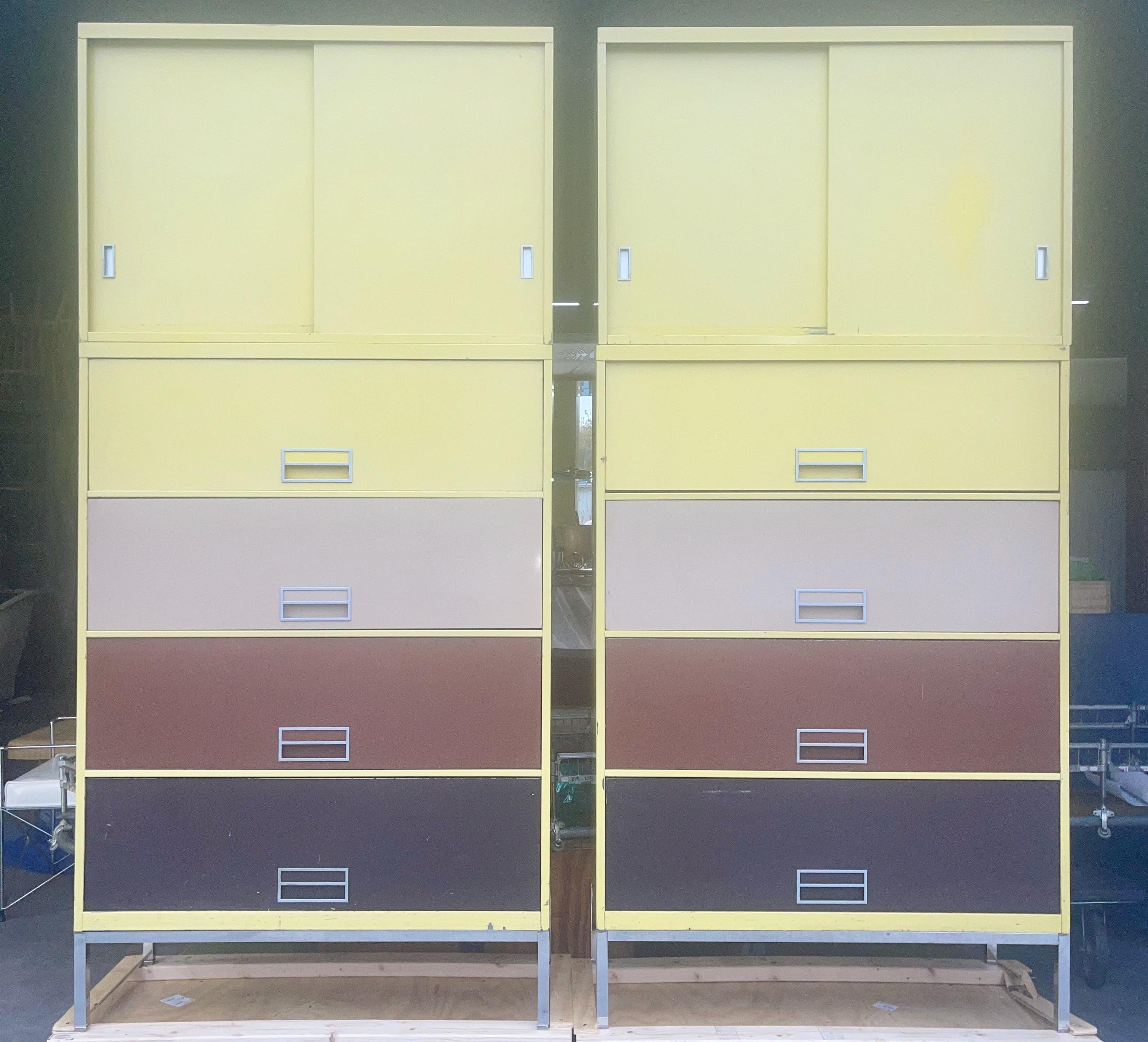 Steelcase Broadside Lateral File Cabinet on Chrome Base (2 avail) In Fair Condition For Sale In Hanover, MA