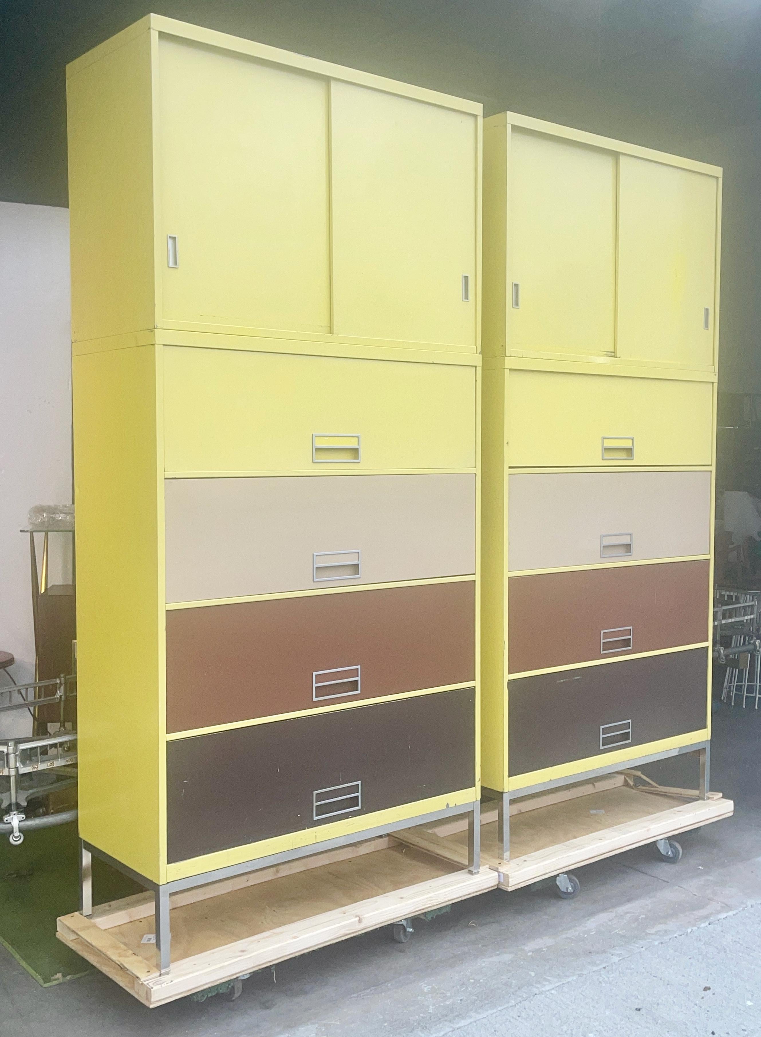 Mid-20th Century Steelcase Broadside Lateral File Cabinet on Chrome Base (2 avail) For Sale
