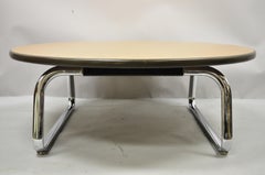 Steelcase Chrome Base Round Formica Top Mid-Century Modern Office Coffee Table