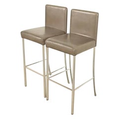 Sgabelli da bar moderni in pelle e cromo Steelcase Coalesse, coppia