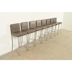 Sgabelli da bar moderni in pelle e cromo Steelcase Coalesse, set di otto sgabelli