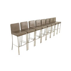 Sgabelli da bar moderni in pelle e cromo Steelcase Coalesse, set di otto sgabelli
