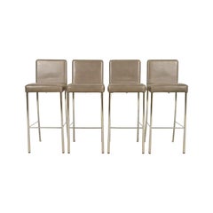 Sgabelli da bar moderni in pelle e cromo Steelcase Coalesse, set di quattro sgabelli