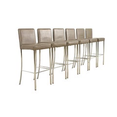 Sgabelli da bar moderni in pelle e cromo Steelcase Coalesse, set di sei sgabelli