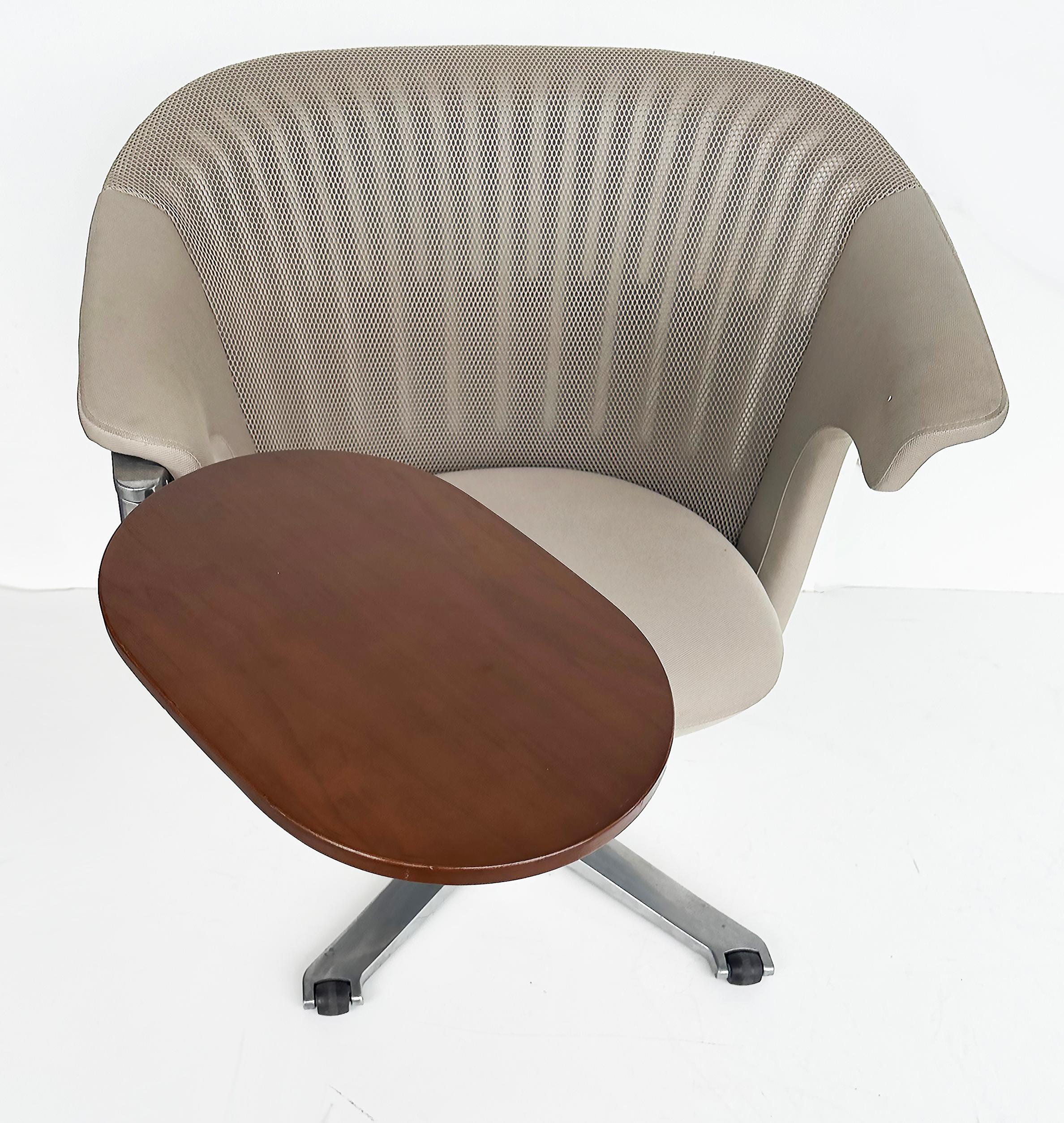 Modern Steelcase i2i Ergonomic Dual Swivel Graphite Lounge Chair with Writing Tablet