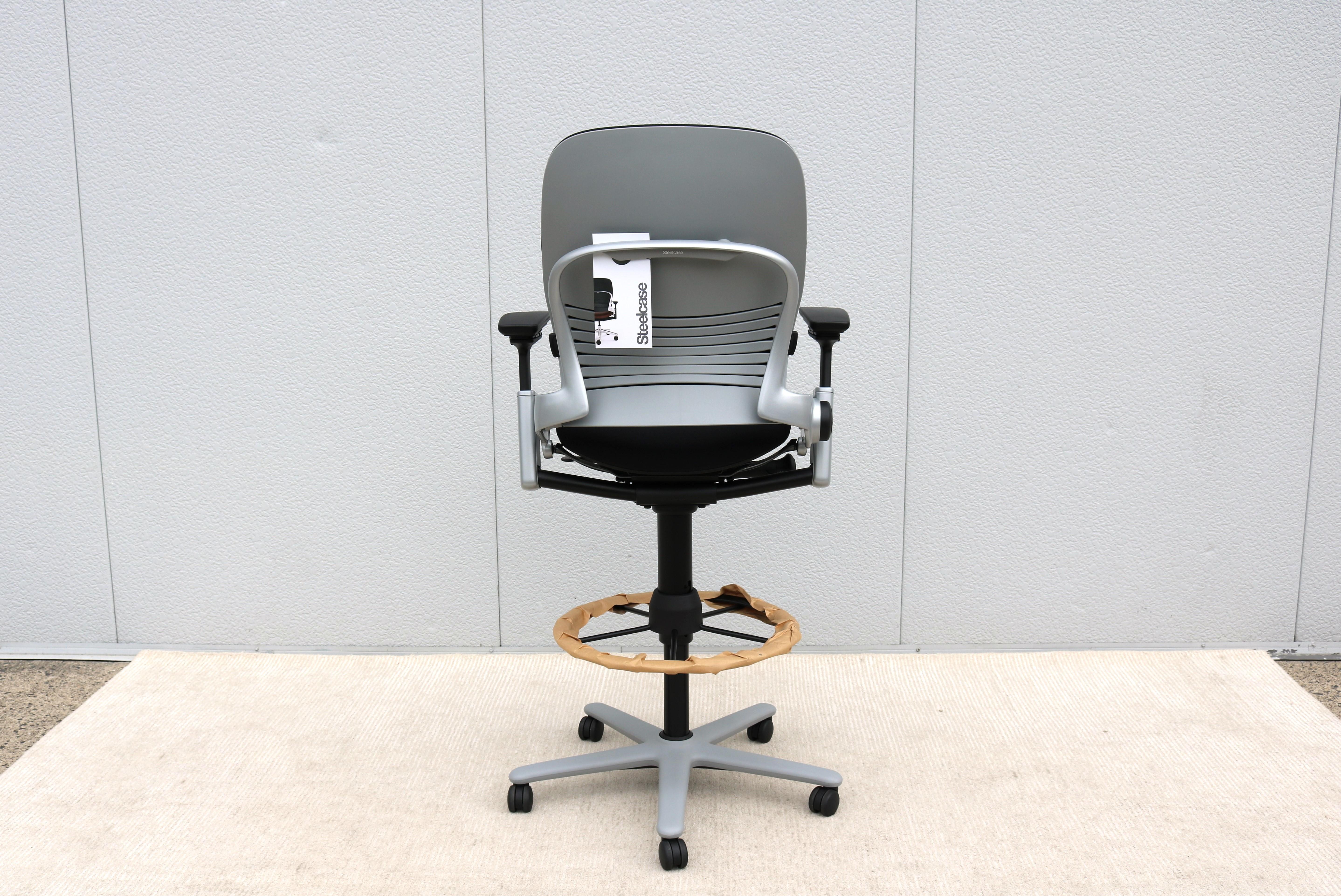 Steelcase Leap Silla Ergonómica Taburete de Tejido Negro Totalmente Ajustable, Nueva a Estrenar 4