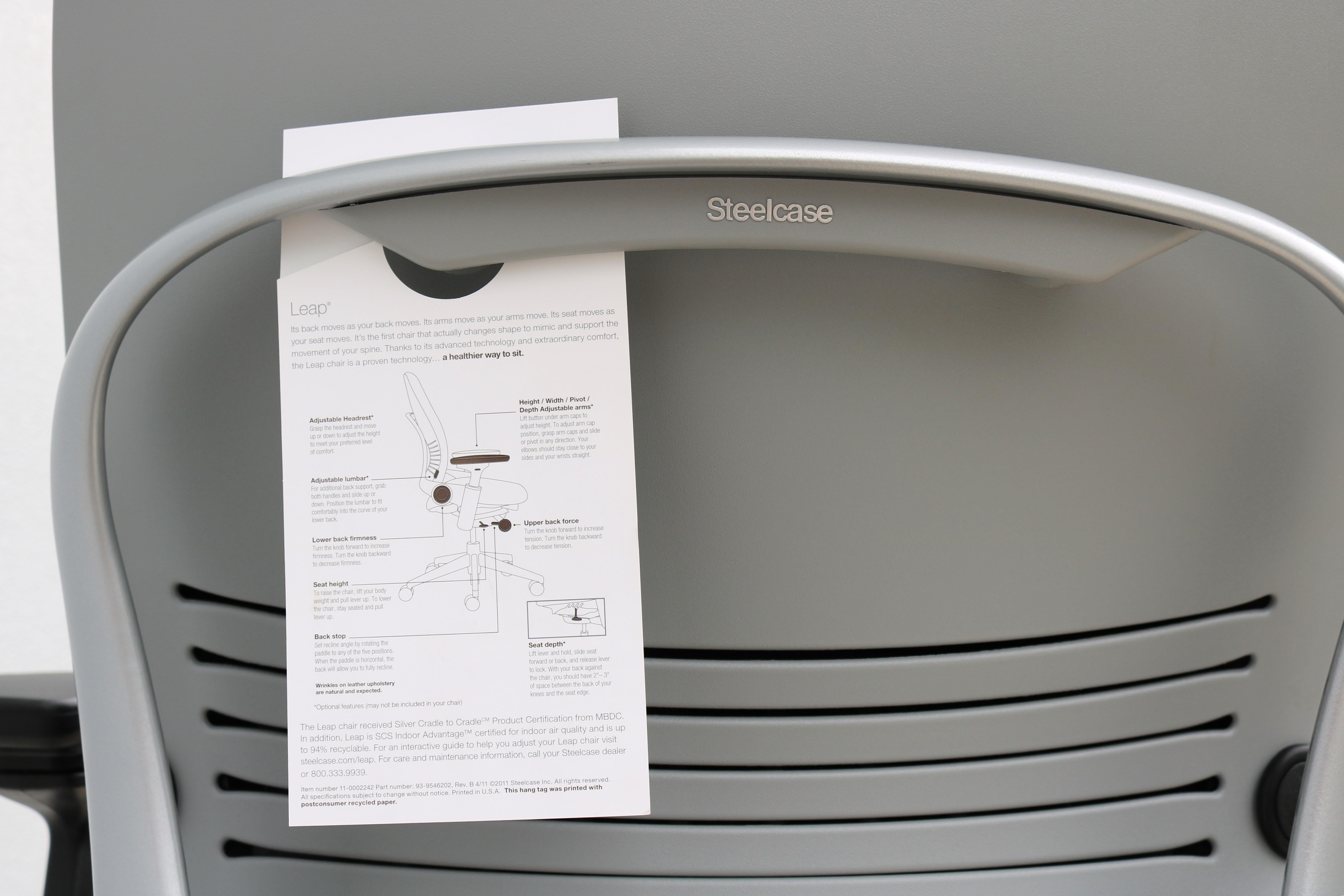 Steelcase Leap Silla Ergonómica Taburete de Tejido Negro Totalmente Ajustable, Nueva a Estrenar 12