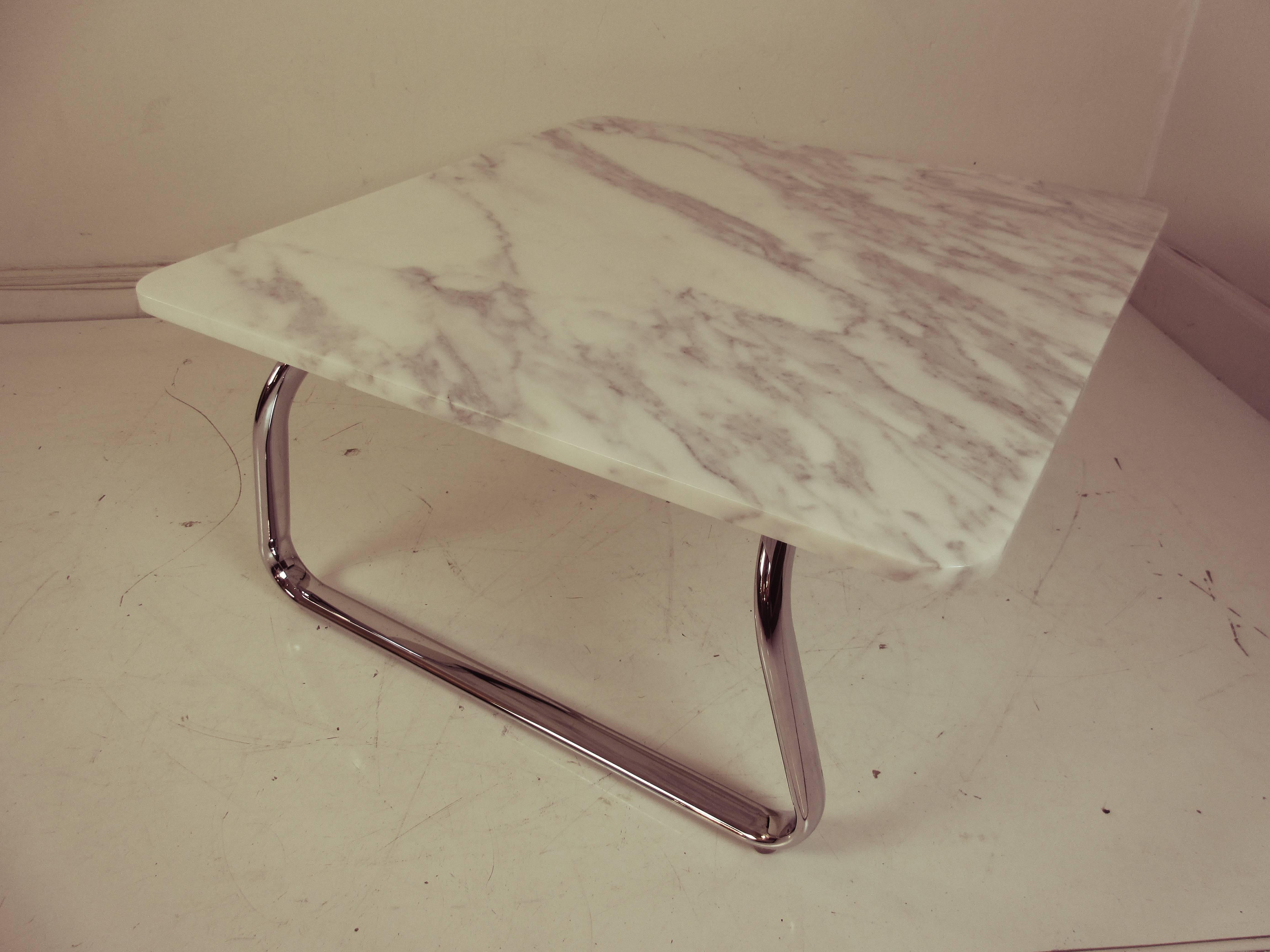 Steelcase Marble and Chrome Coffee Table In Excellent Condition In Philadelphia, PA
