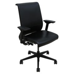 Steelcase Think Ergonomic Executive Desk Chair in Black Leather Fully Adjustable
