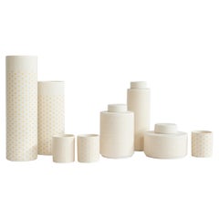 Set/8 Vases, Ceramic Vases, White, Handmade in Portugal by Lusitanus Home