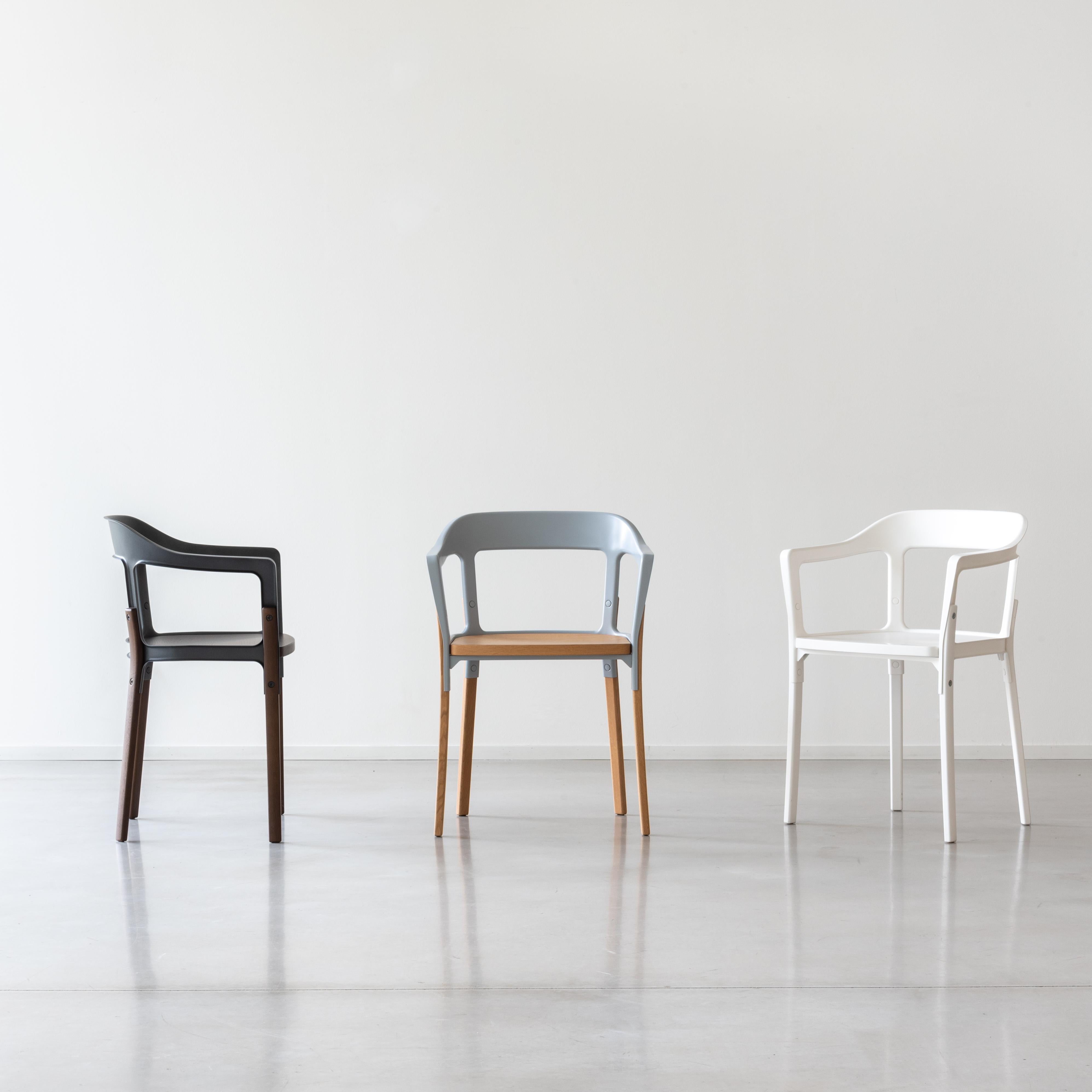 Chaise en bois d'acier naturel/blanc de Ronan & Erwan Boroullec pour MAGIS en vente 4